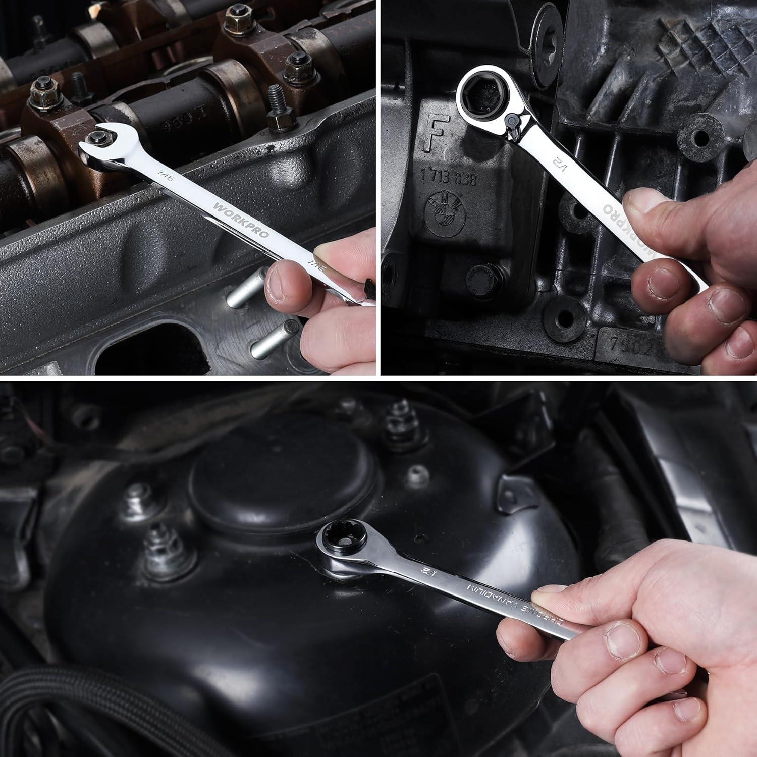 Set de Llaves de Vaso Reversible WORKPRO 7 Piezas 3 en 1