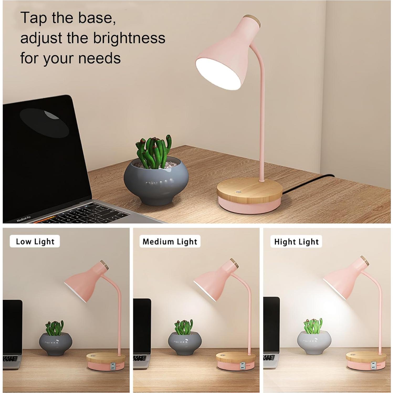 Lámpara de Escritorio Táctil Rosa LALISU 3 Niveles Regulable