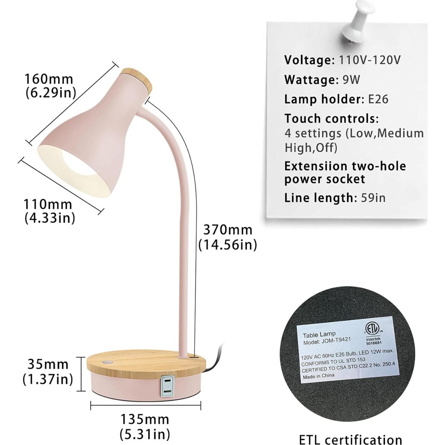Lámpara de Escritorio Táctil Rosa LALISU 3 Niveles Regulable
