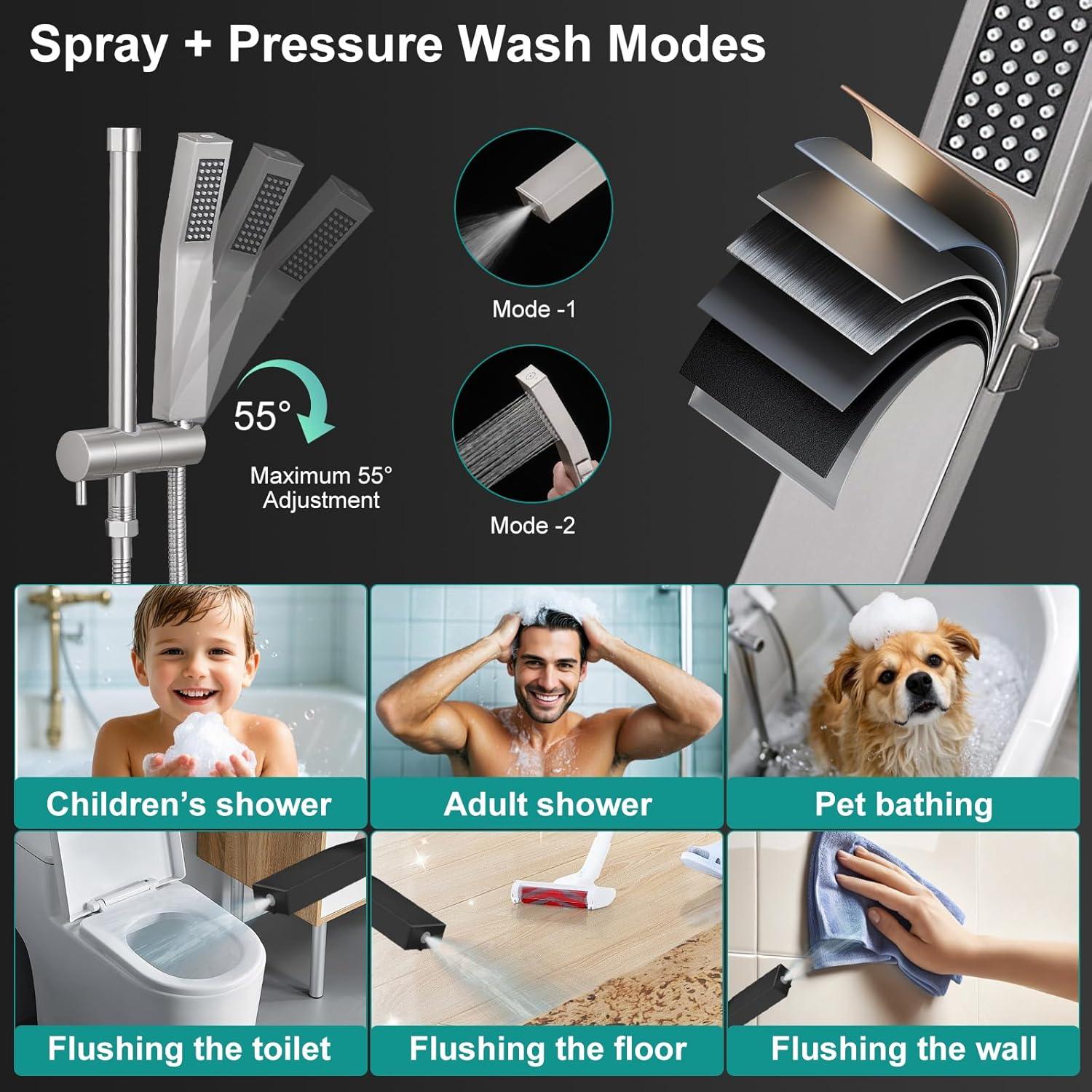 Cabezal de Ducha de Lluvia KEBAO 25.4 cm con Rociador de Mano