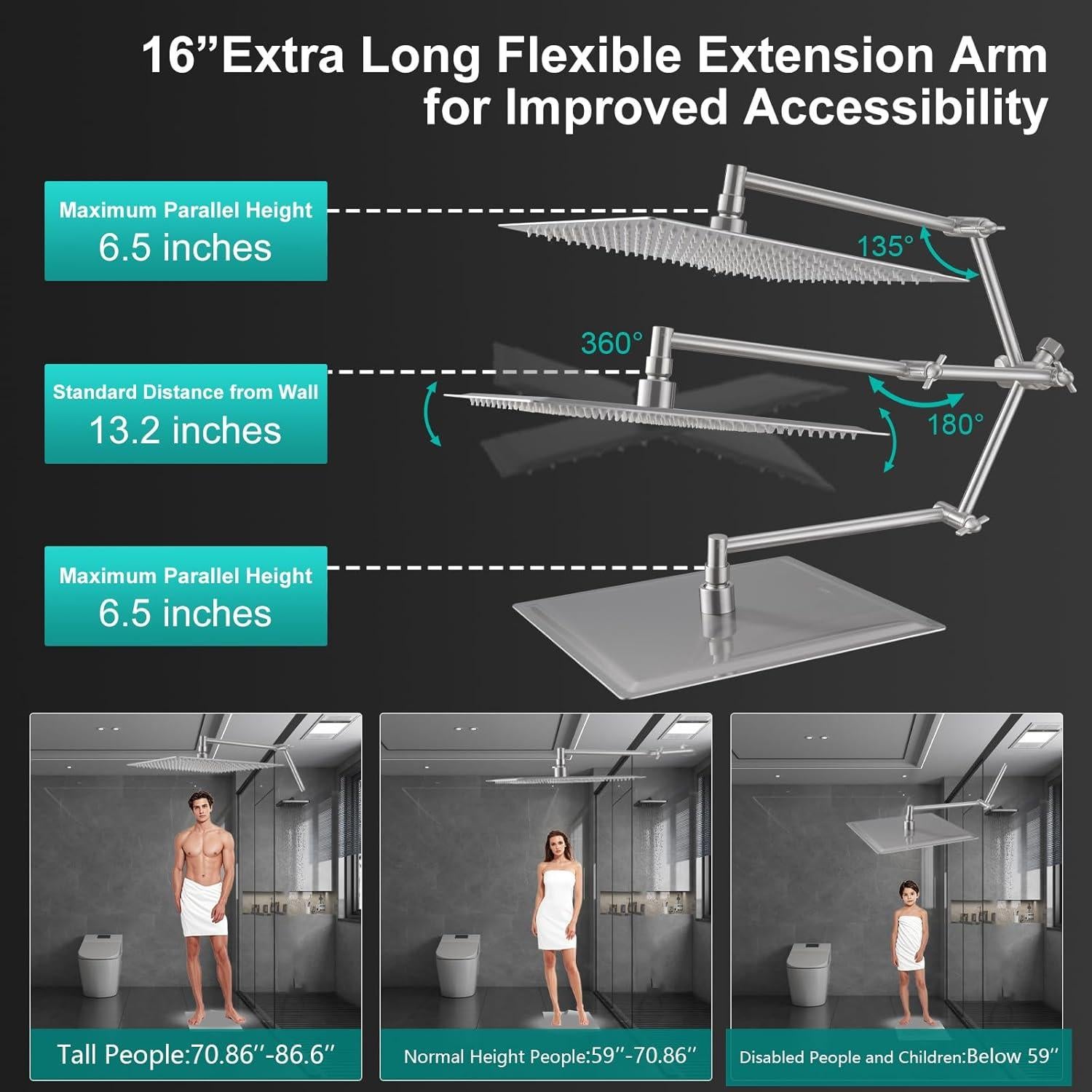 Cabezal de Ducha de Lluvia KEBAO 25.4 cm con Rociador de Mano