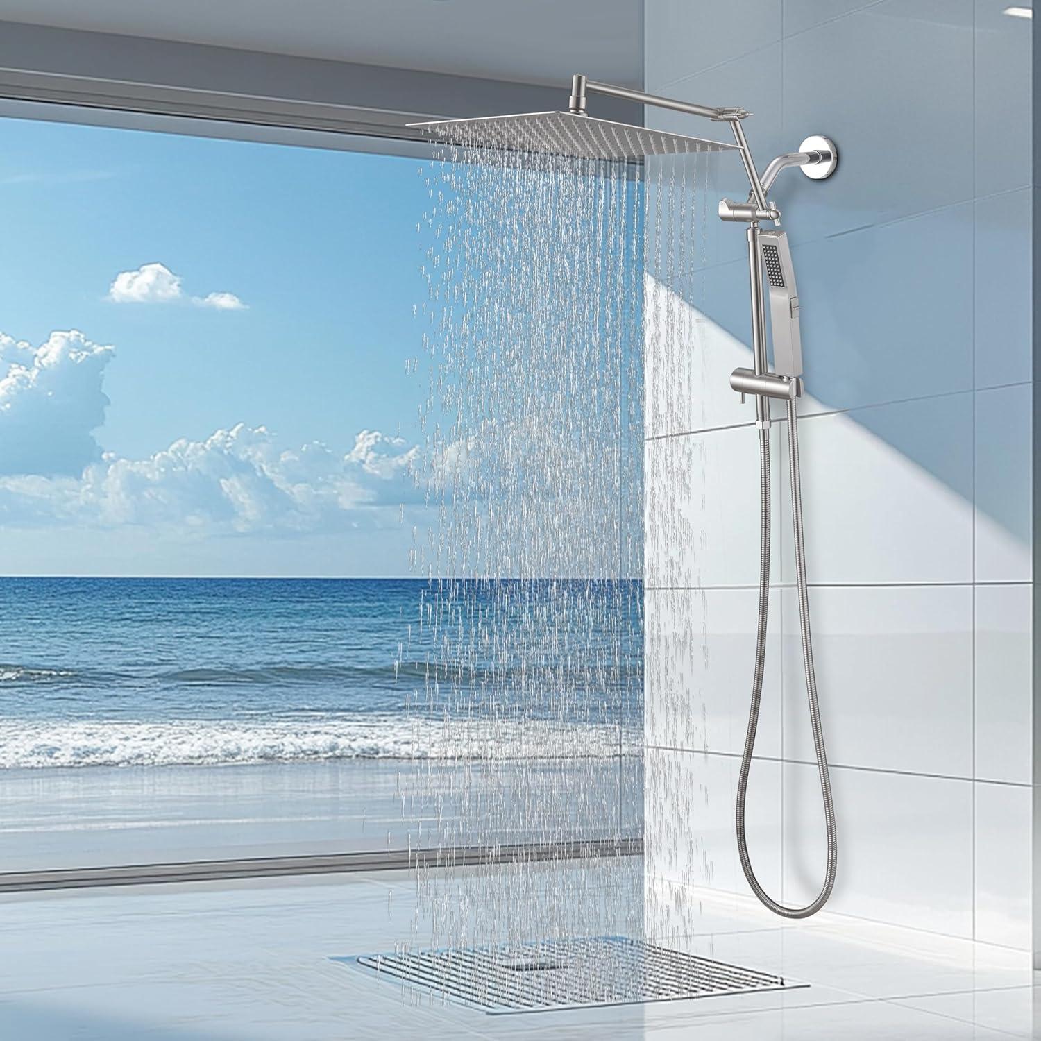 Cabezal de Ducha de Lluvia KEBAO 25.4 cm con Rociador de Mano