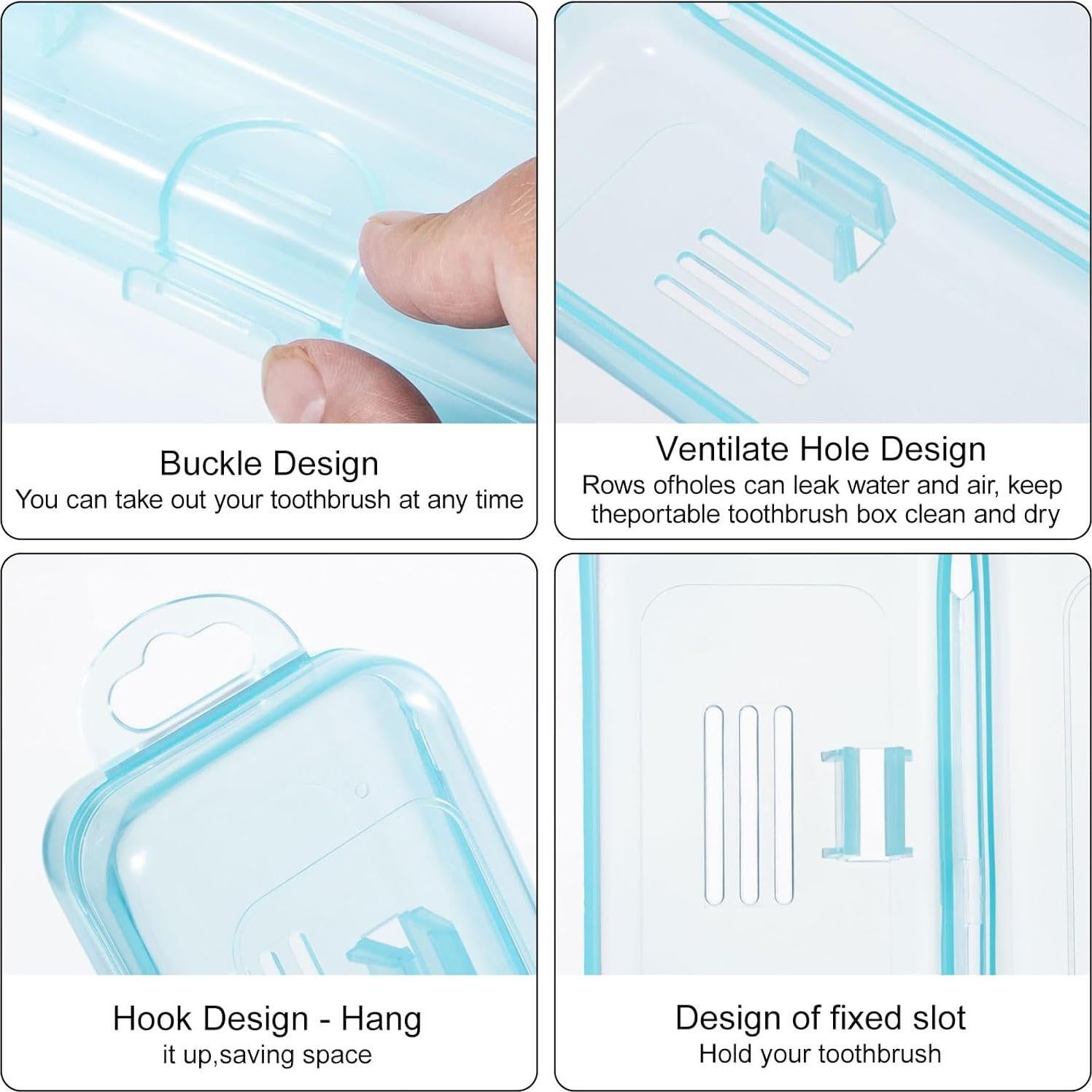 Estuche de Cepillo de Dientes Yeeco Azul Transparente 20x4.7 cm