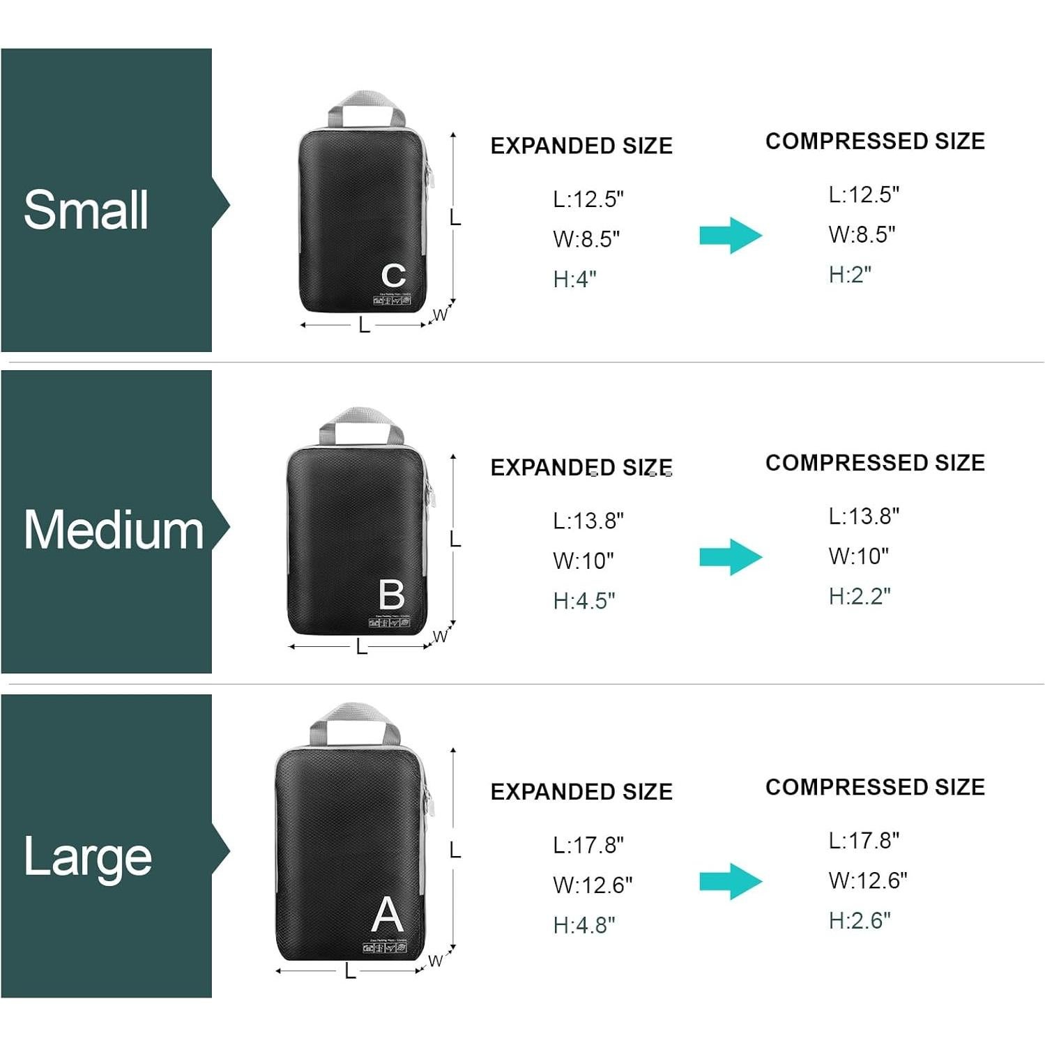 Cubos de Compresión SnowDuck X-Large Nylon Negro 34.8x5.1x25.4cm