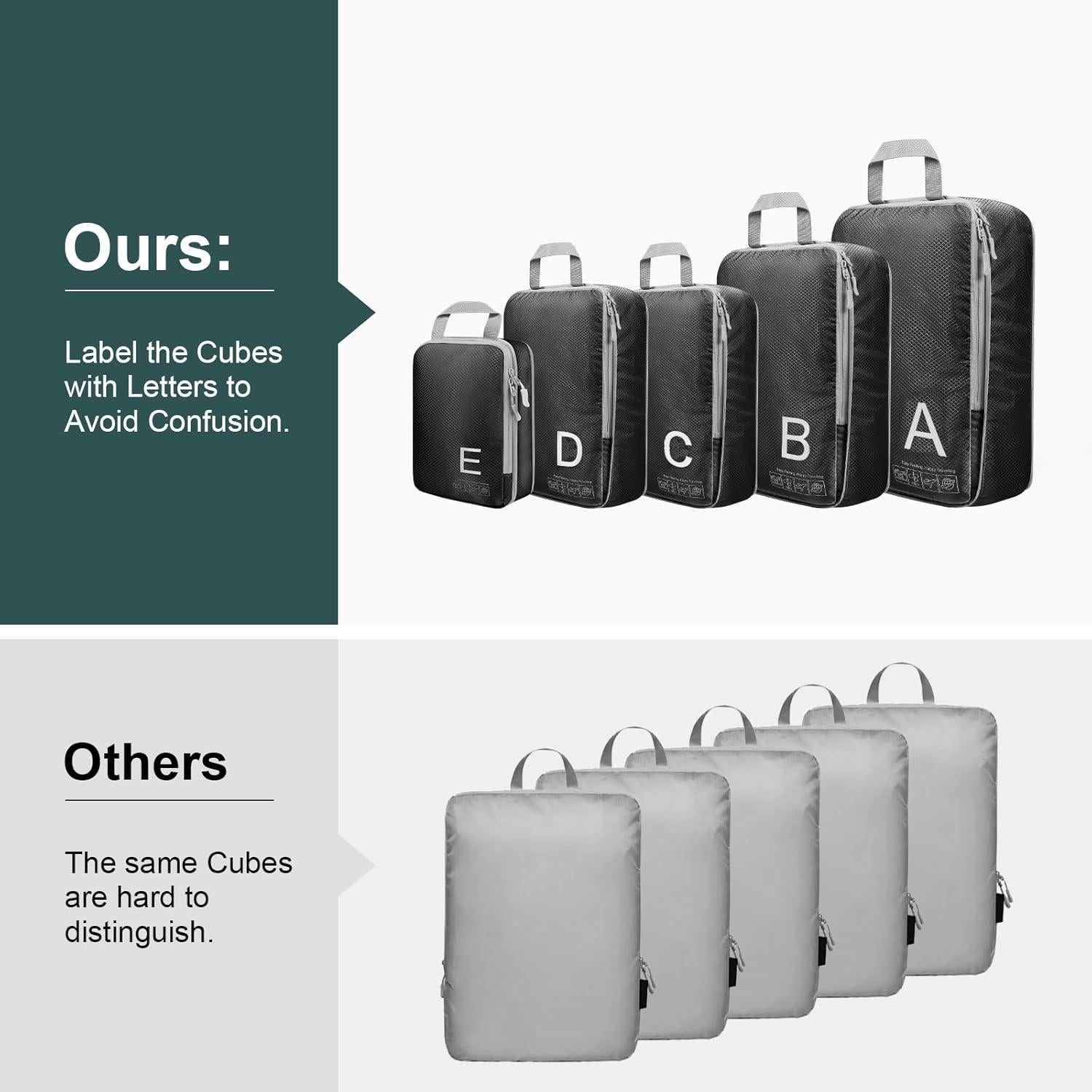 Cubos de Compresión SnowDuck X-Large Nylon Negro 34.8x5.1x25.4cm