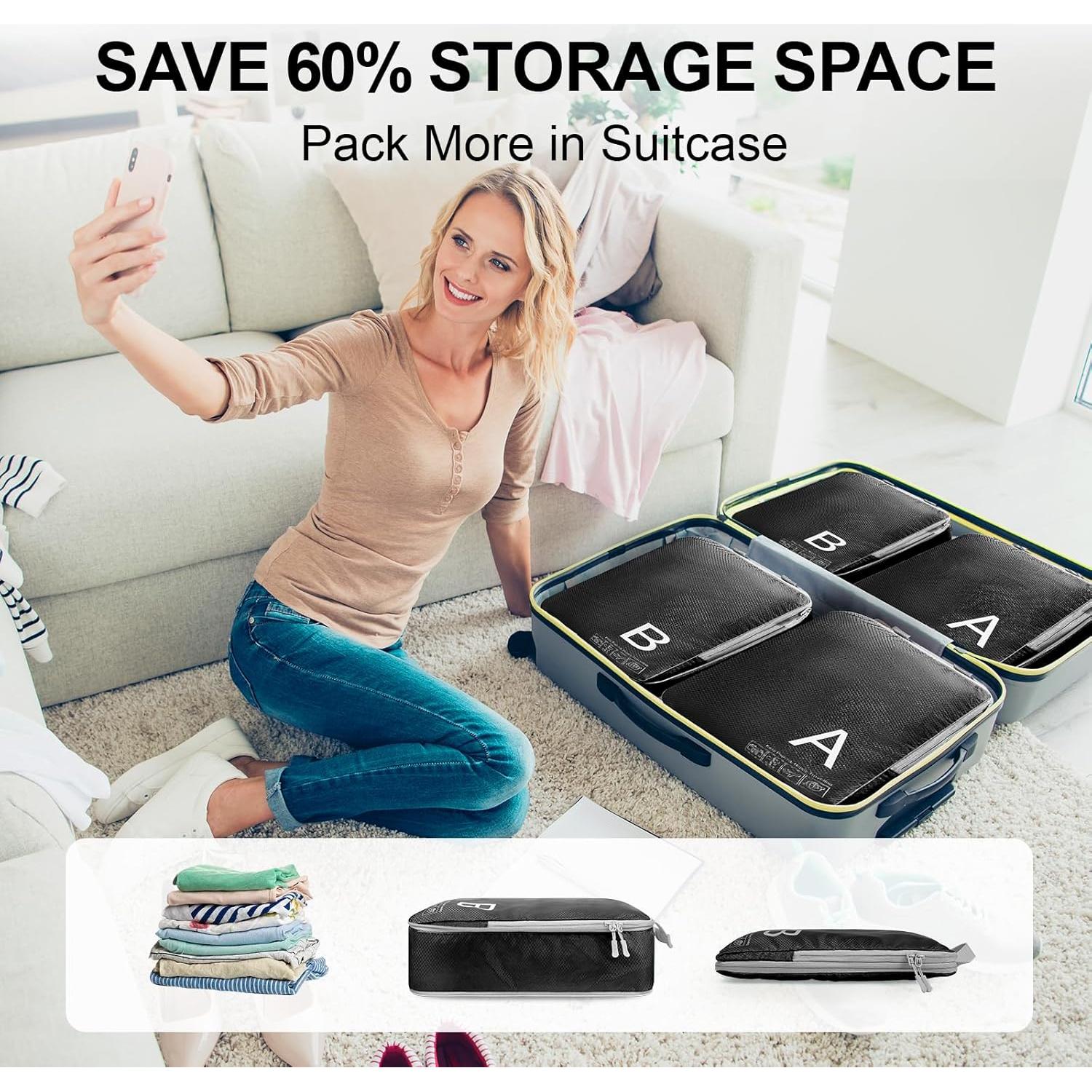 Cubos de Compresión SnowDuck X-Large Nylon Negro 34.8x5.1x25.4cm