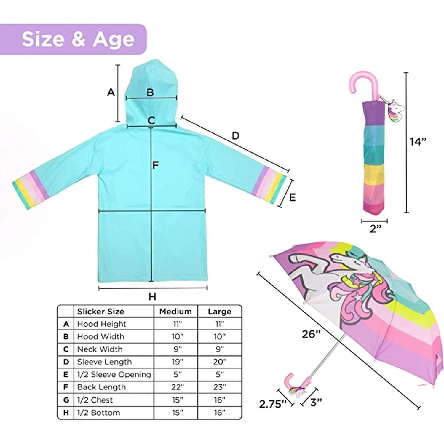 Set Paraguas y Chaqueta de Lluvia Niñas Addie & Tate