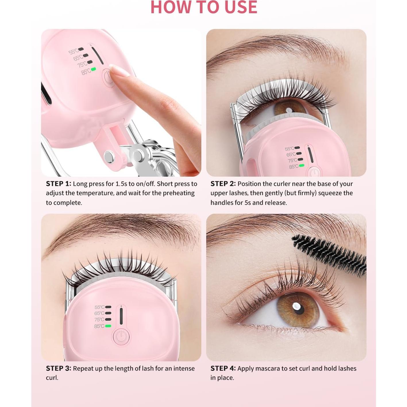 Rizador de Pestañas Calentado COPPA EC-2 Rosa, Antideslizante