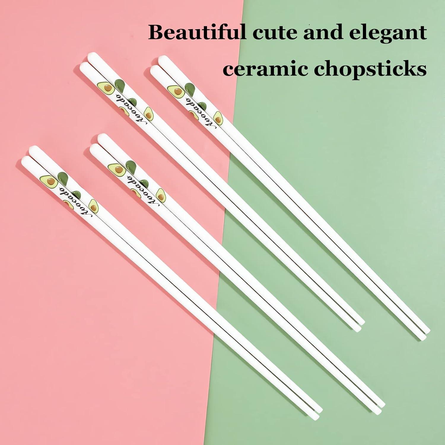 10 Pares de Palillos de Cerámica Aguacate Decohomeforu 24.68 cm