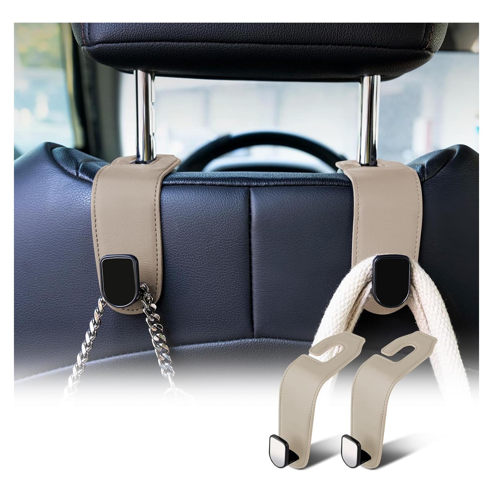 Ganchos de reposacabezas para coche Rislobx - 2 piezas Beige A