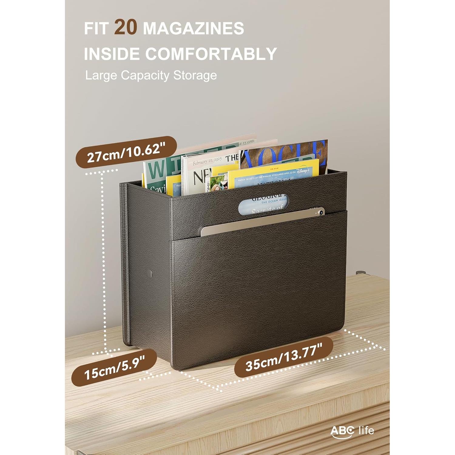 Soporte de Revistas ABC Life Plegable Cuero PU Negro 35.1x15x26.9cm