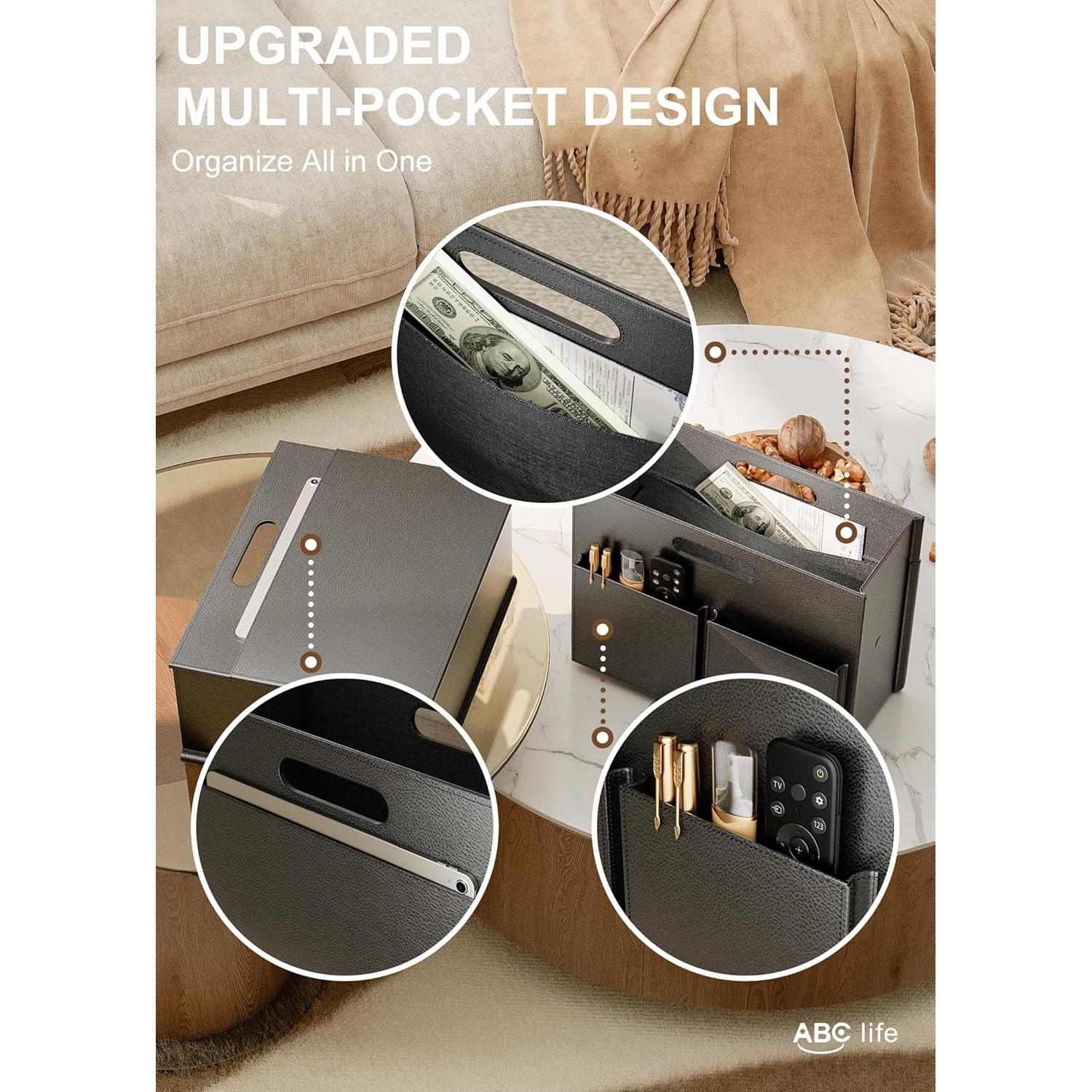 Soporte de Revistas ABC Life Plegable Cuero PU Negro 35.1x15x26.9cm