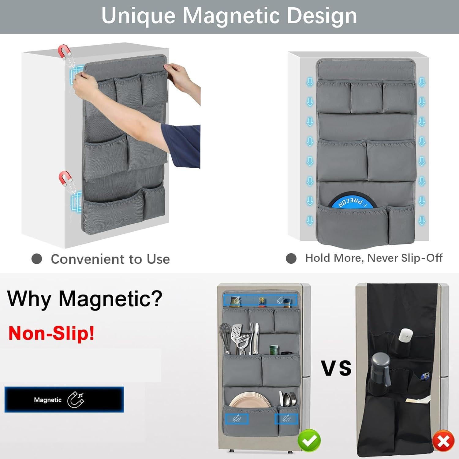 Organizador Magnético para Mini Nevera WOMACO - M-Gris, 1 Paquete