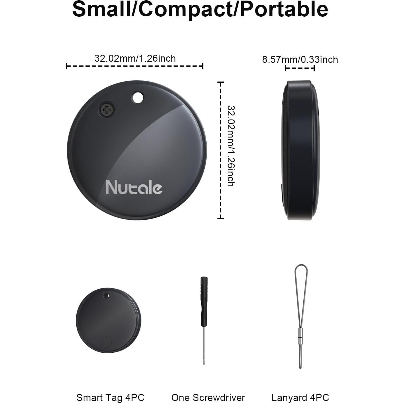 [Apple MFi Certified] Tracker Tags(iOS Only), 5.3 Bluetooth Key Finder and Luggage Tracker for Bag, Wallet, Keys,Replaceable Battery, IP64,80dB, Smart Tags for Apple Find My (2-Black& 2-White)