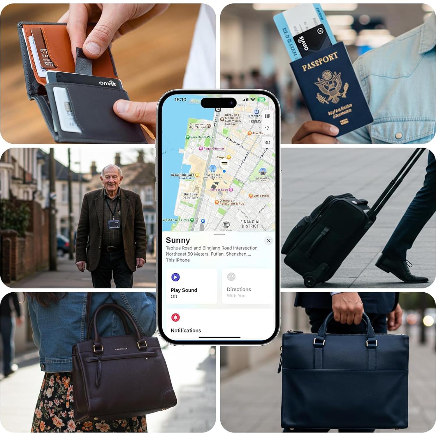 Rastreador Bluetooth Onvis HB12 con Apple Find My, Negro