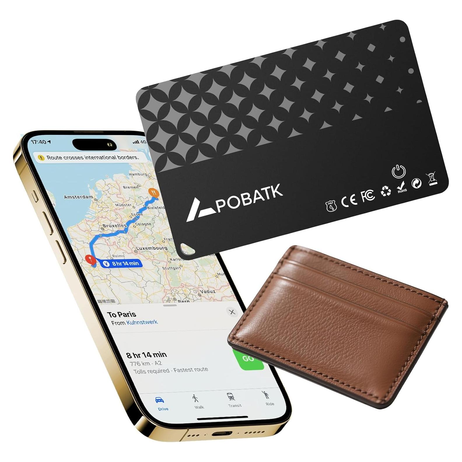 Tarjeta rastreadora recargable APOBATK para Apple Find My