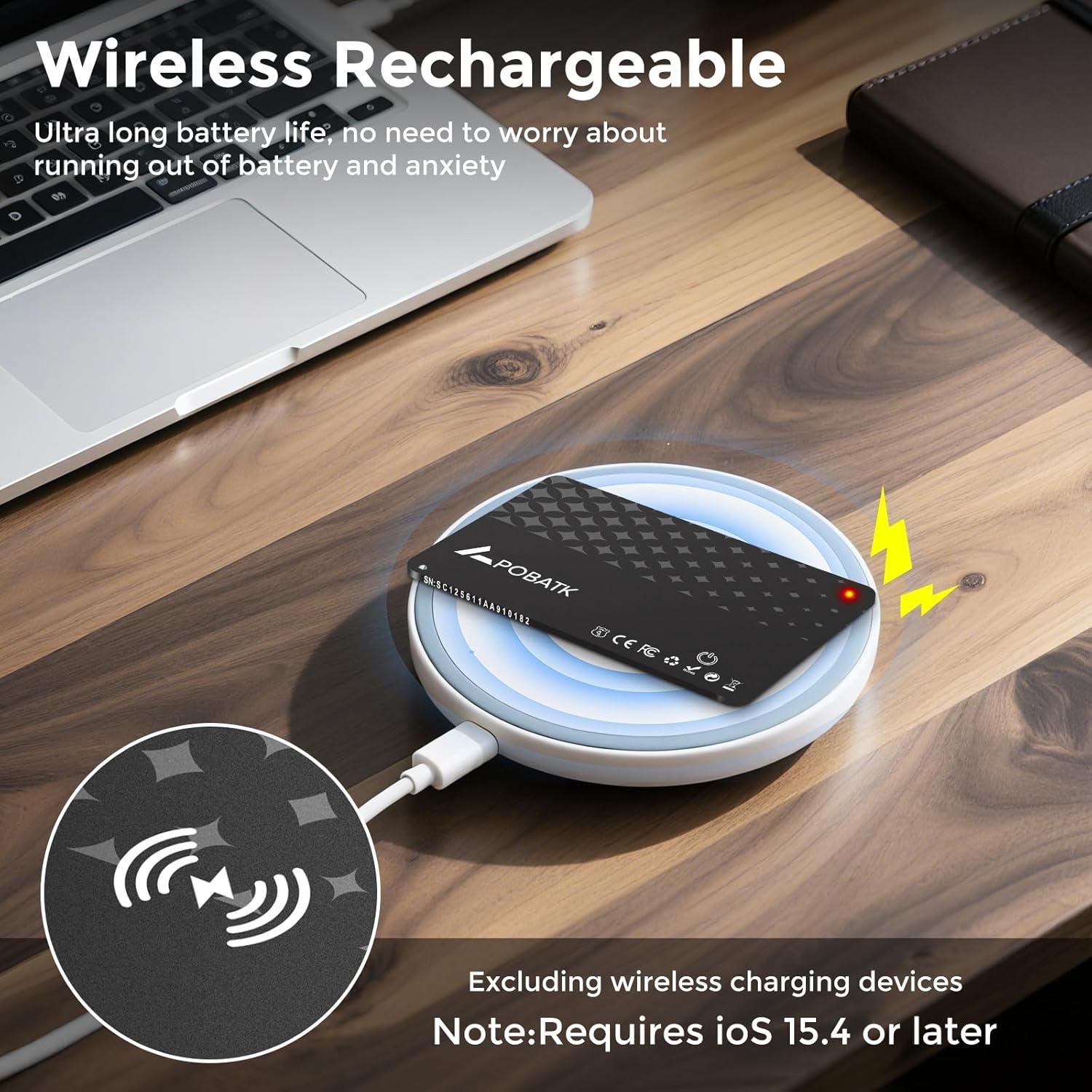 Tarjeta rastreadora recargable APOBATK para Apple Find My