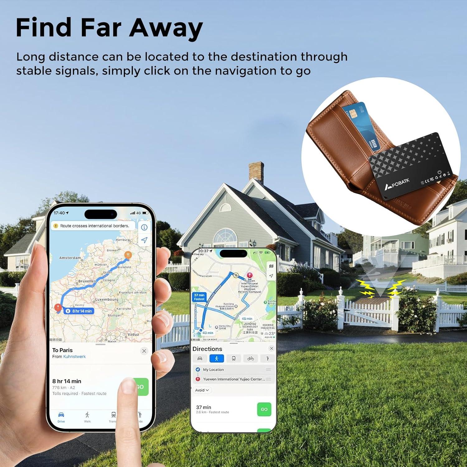 Tarjeta rastreadora recargable APOBATK para Apple Find My