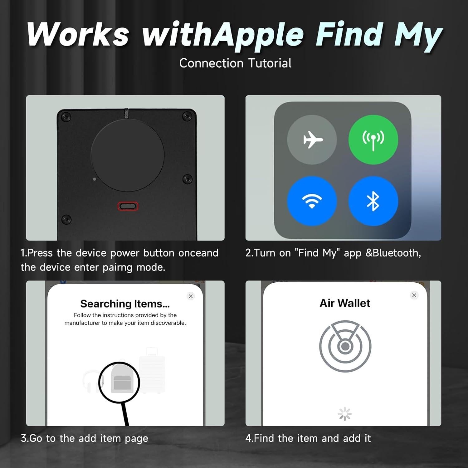 Tarjeta Localizadora Bluetooth QEG AirWallet Negra 8.5x5.6cm