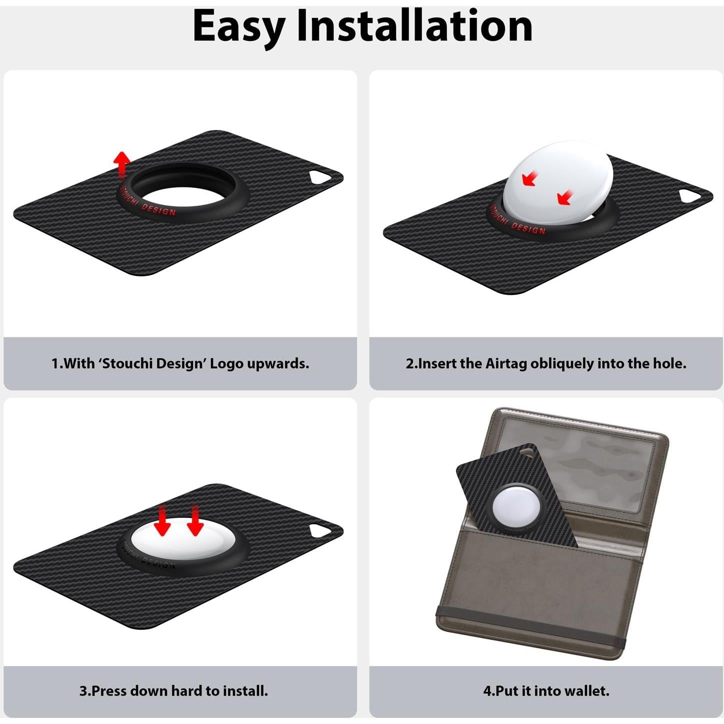 Soporte de Cartera para AirTag Stouchi - Fibra de Carbono 2 Pzs