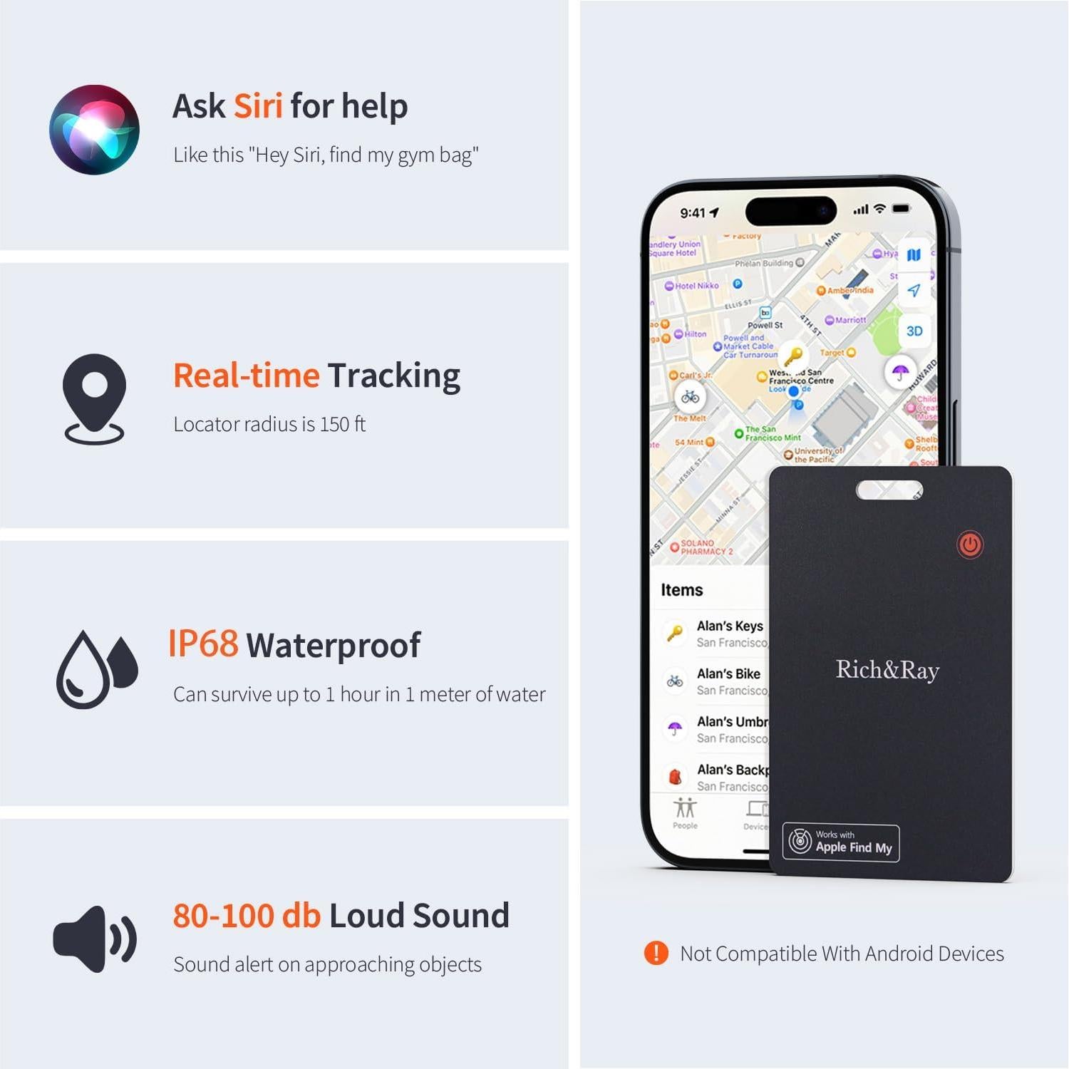 Tarjeta Inteligente de Seguimiento Rich&Ray con Soporte Negro