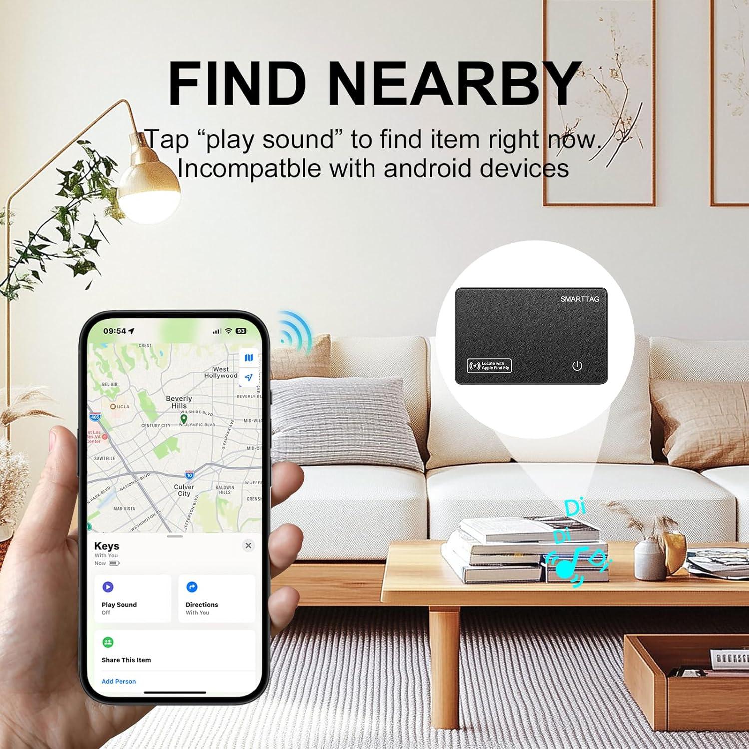 Tarjeta Rastreadora Bluetooth Apple Find My - Negro - Slim