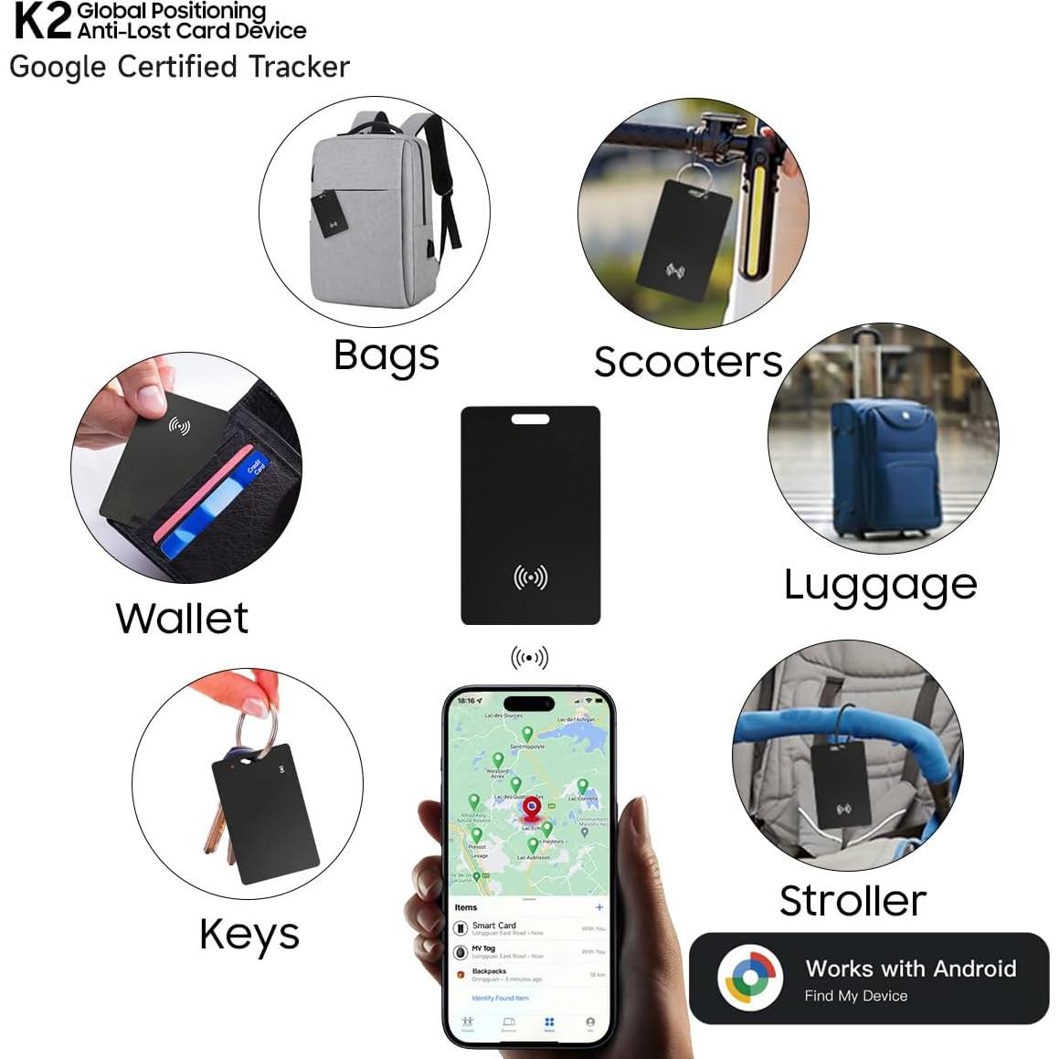 Rastreador Inteligente Bluetooth SEVEN SWAN para Tarjetas - Negro