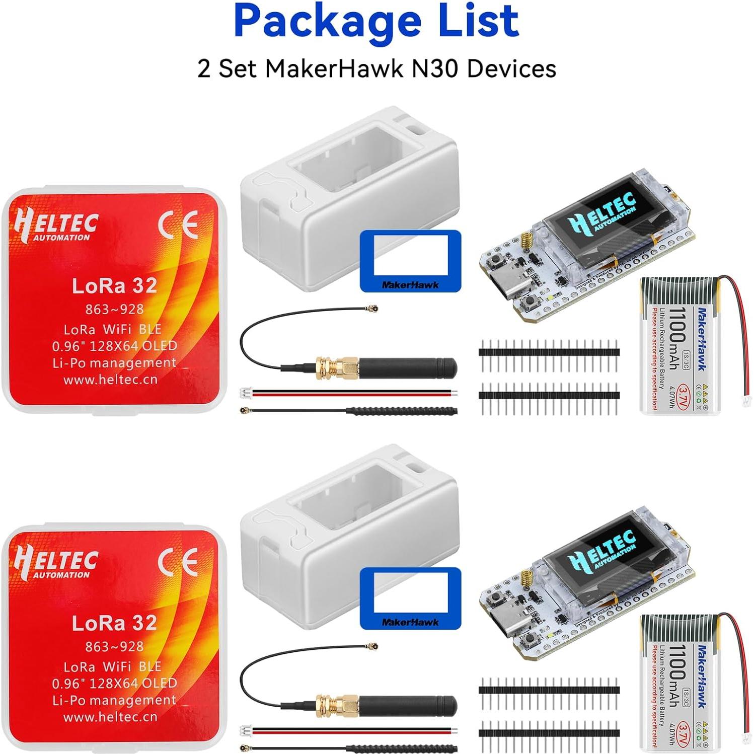 Placa de Desarrollo ESP32 LoRa V3 MakerHawk + Batería 1100mAh