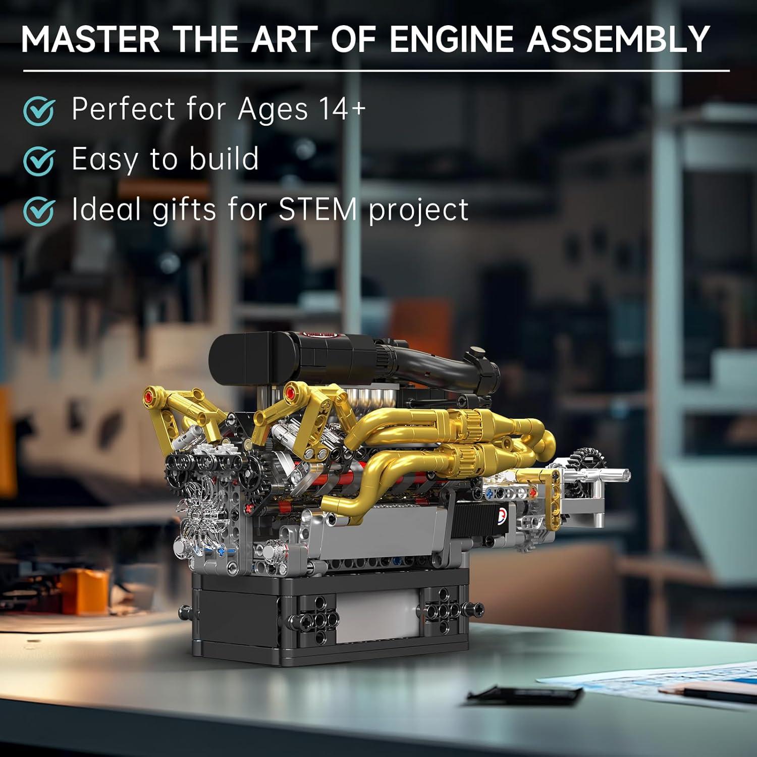 Kit de Motor V12 Mould King - 974 Piezas, Modelo STEM