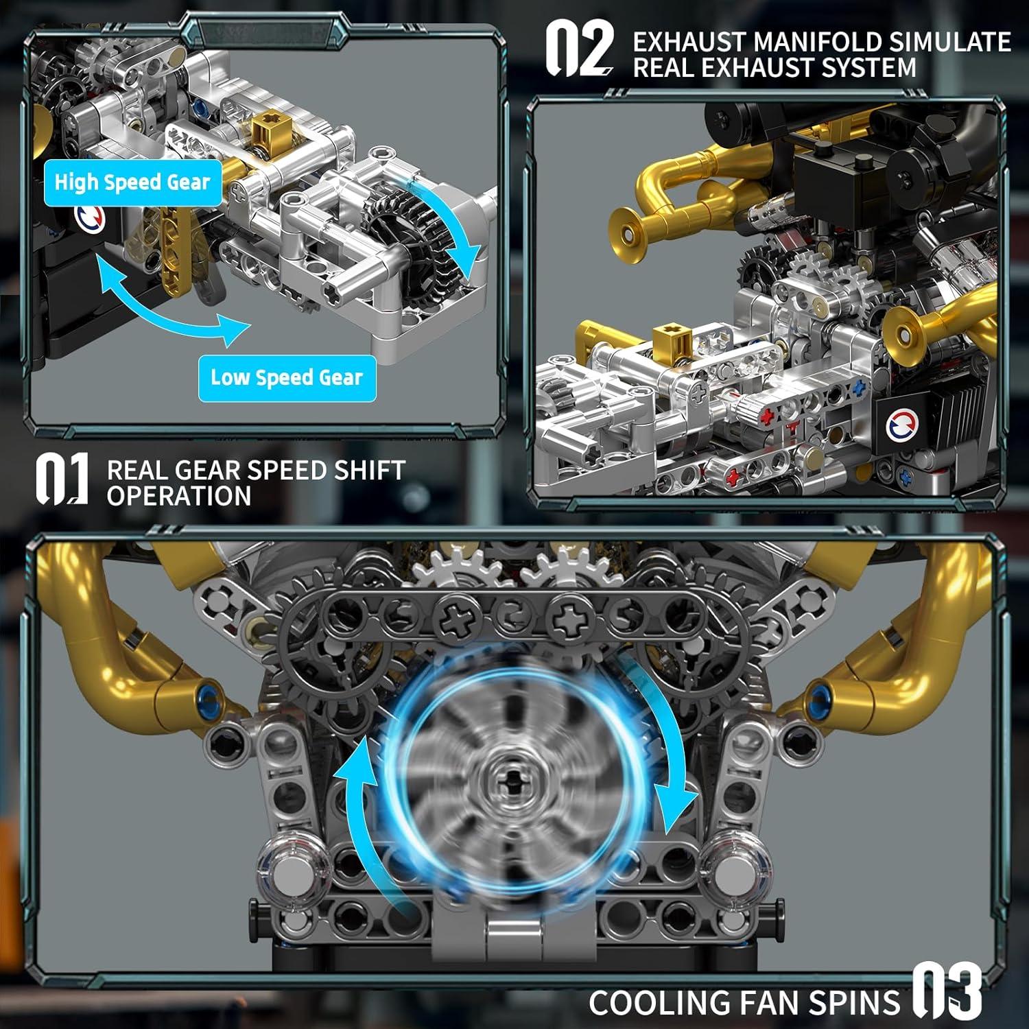 Kit de Motor V12 Mould King - 974 Piezas, Modelo STEM