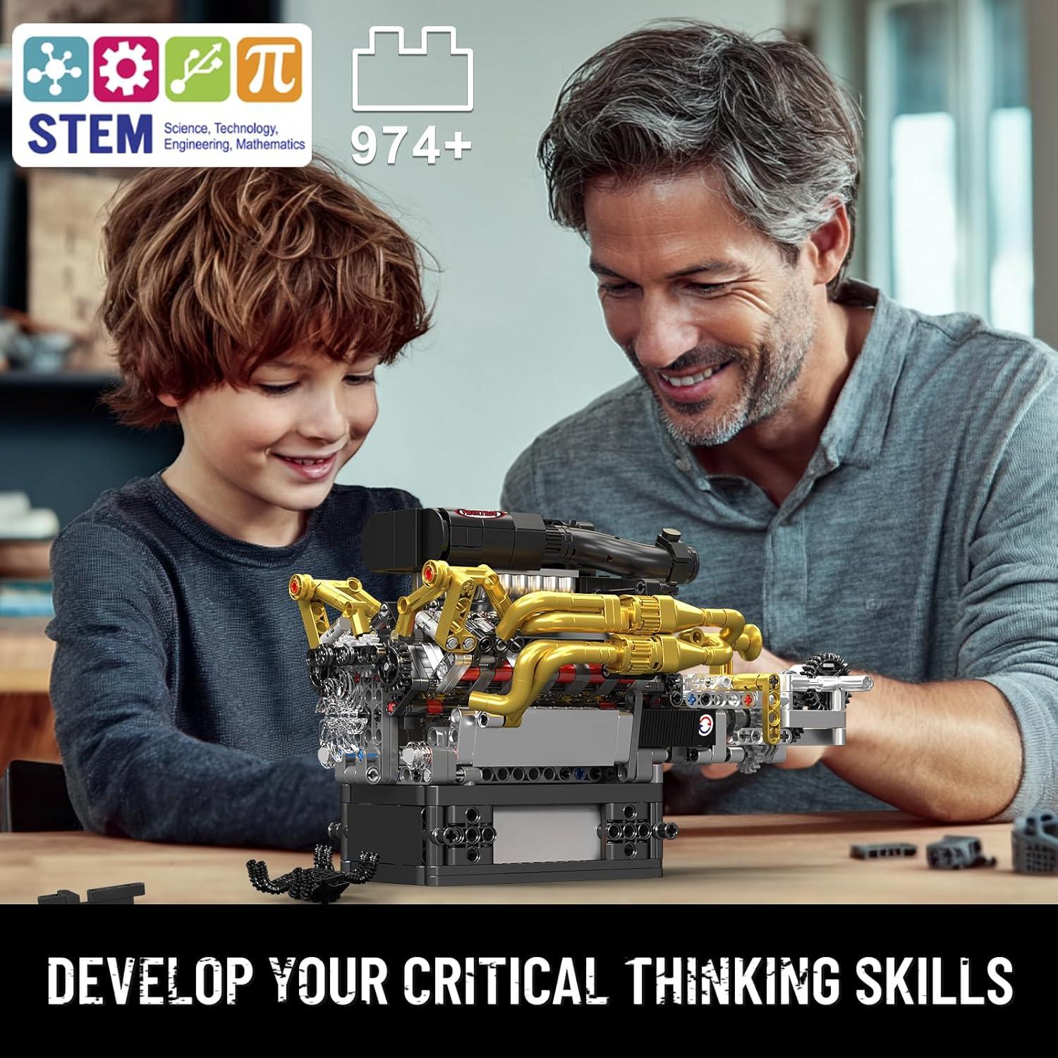 Kit de Motor V12 Mould King - 974 Piezas, Modelo STEM