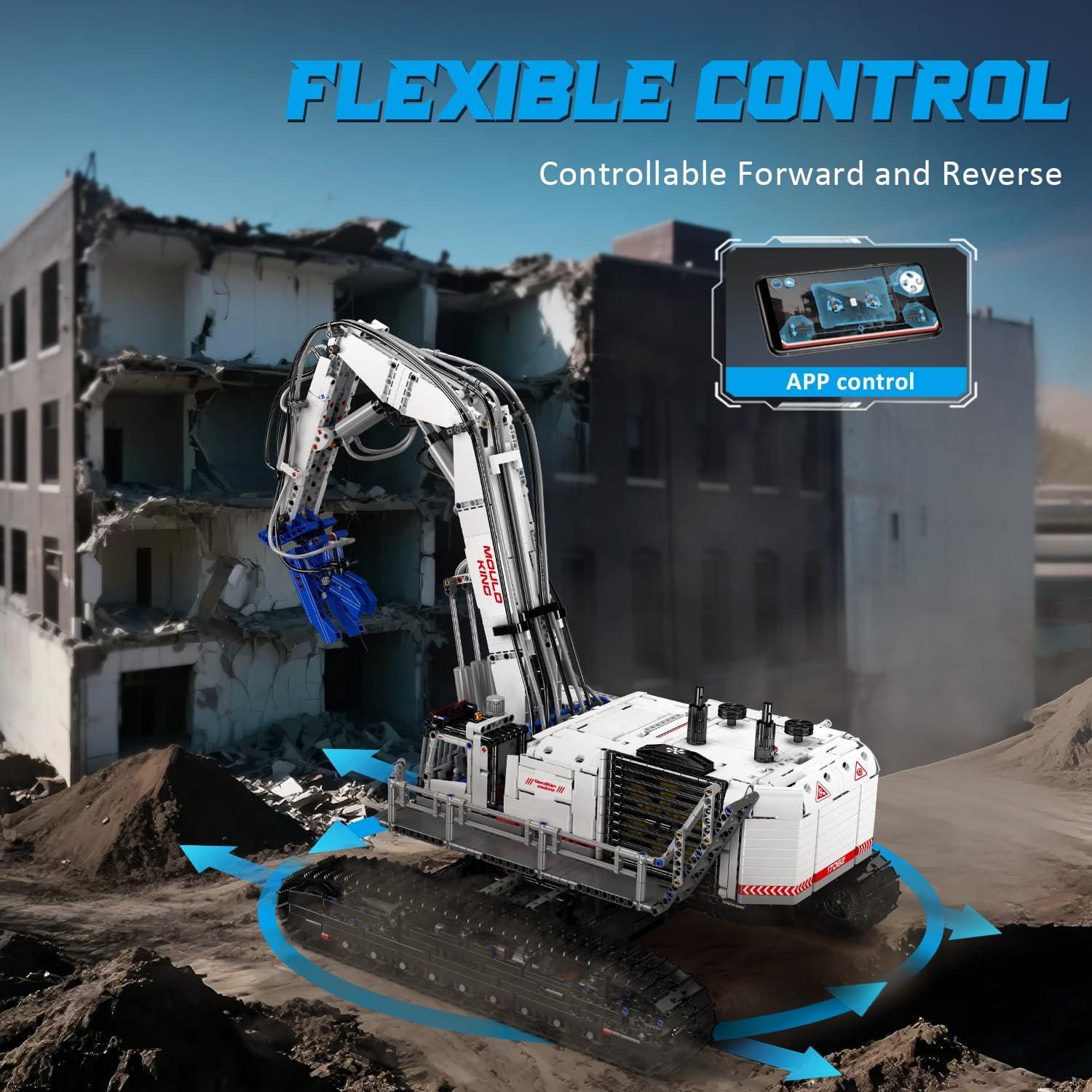Mould King Grúa de Demolición Móvil 4195 Piezas Control APP