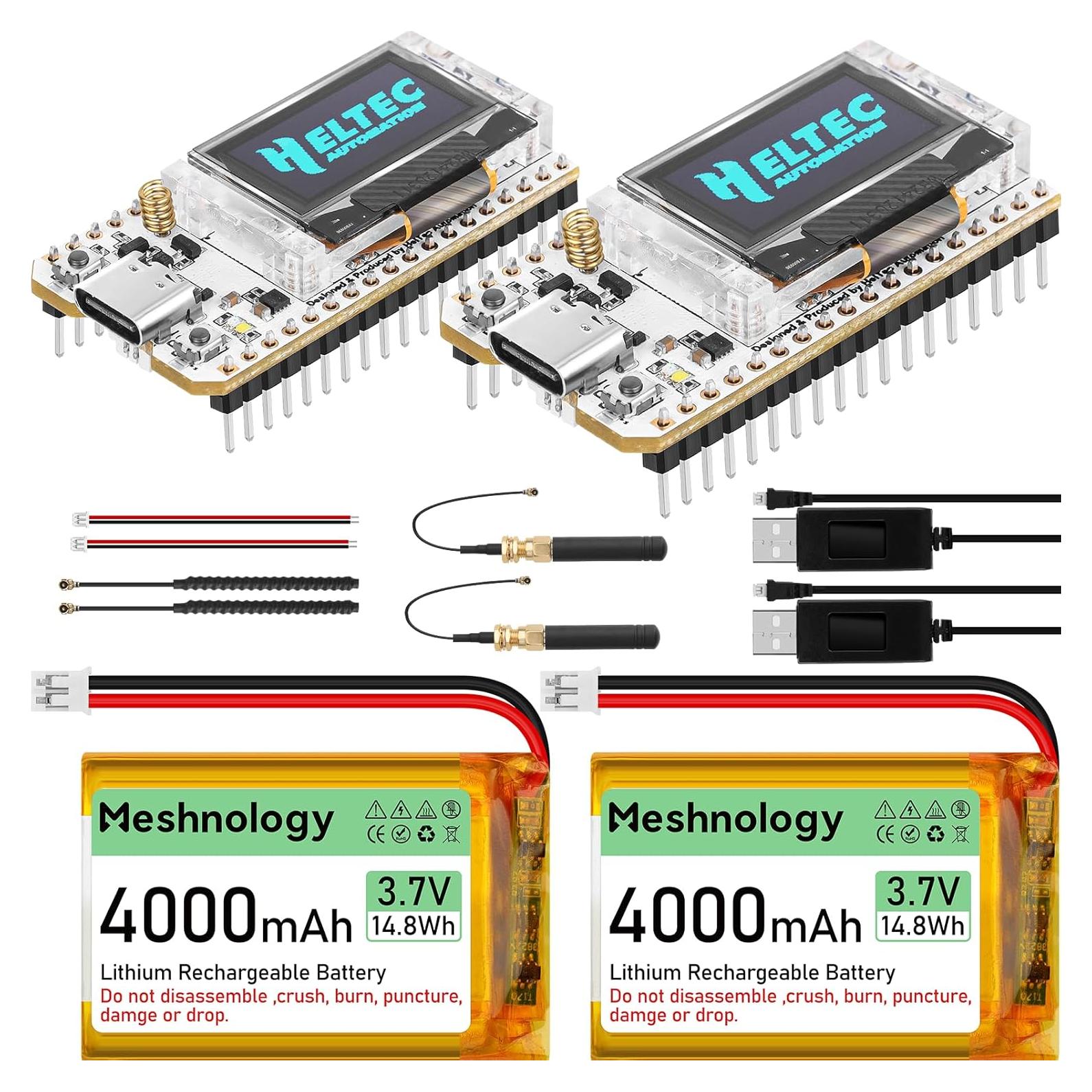 Placa de Desarrollo ESP32 LoRa V3 Meshnology + Batería 4000mAh