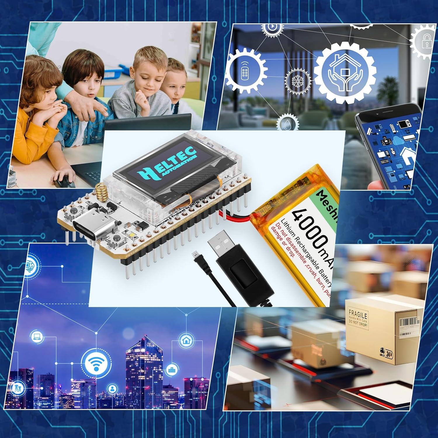 Placa de Desarrollo ESP32 LoRa V3 Meshnology + Batería 4000mAh