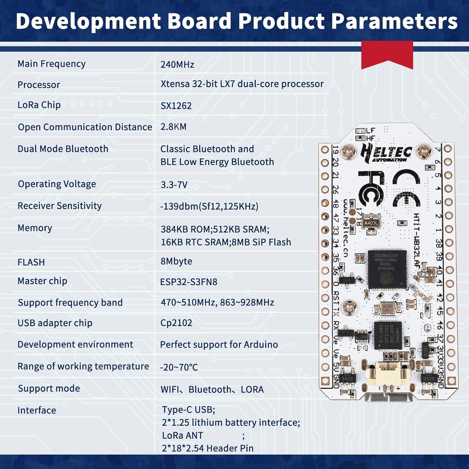 Placa de Desarrollo ESP32 LoRa V3 Meshnology + Batería 4000mAh