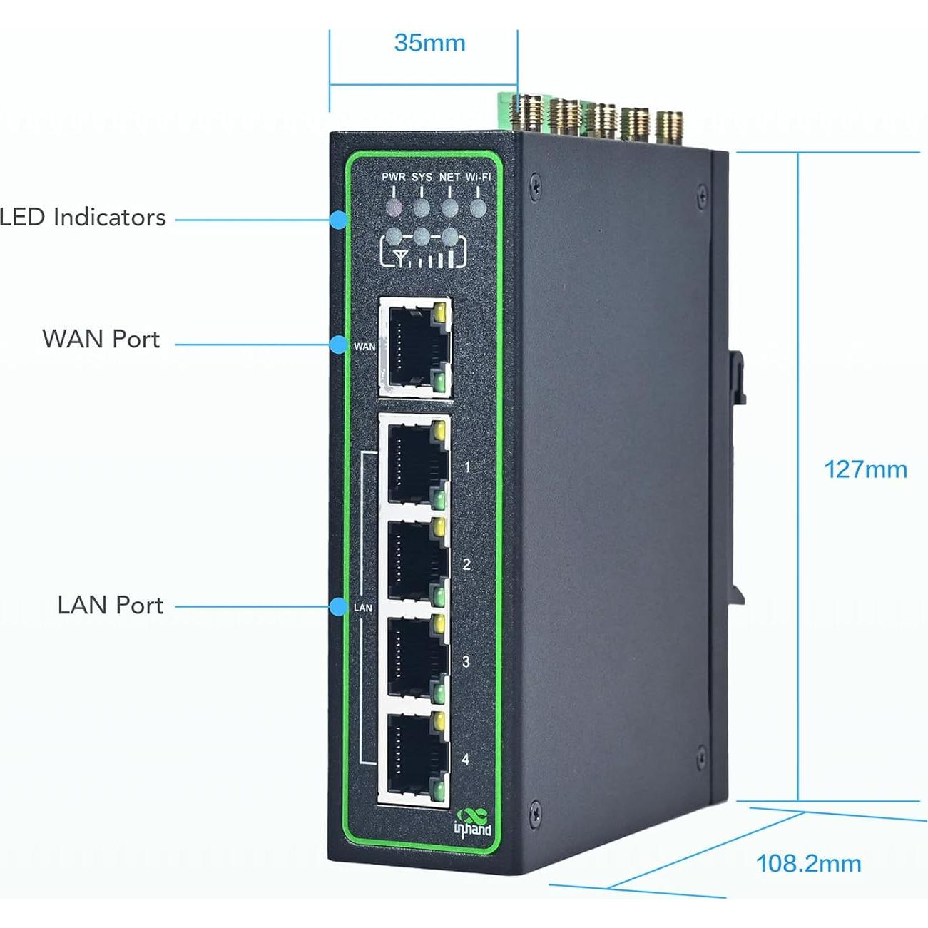 Enrutador 4G LTE Industrial InHand IR315, 300Mbps, VPN, 2 SIM