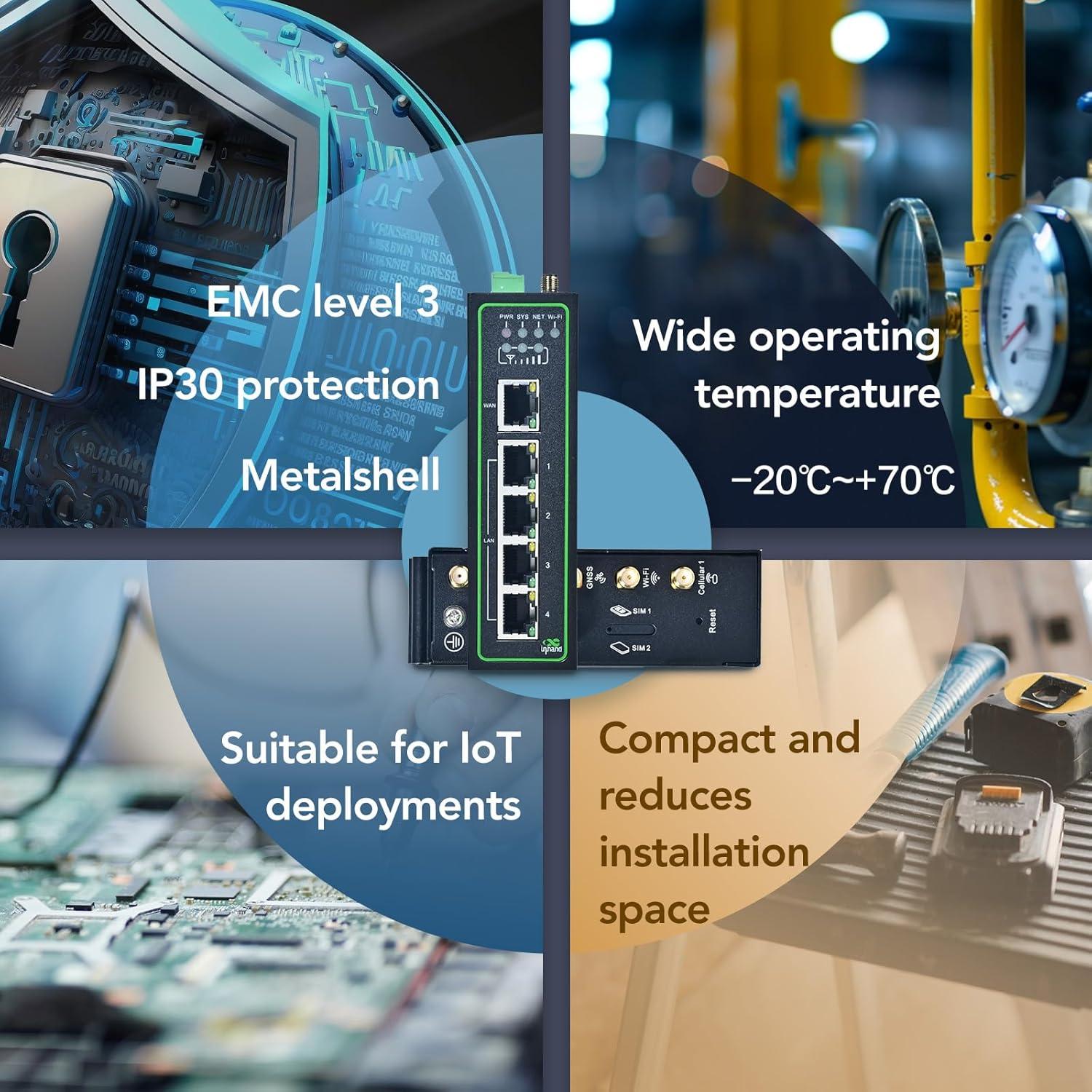 Enrutador 4G LTE Industrial InHand IR315, 300Mbps, VPN, 2 SIM