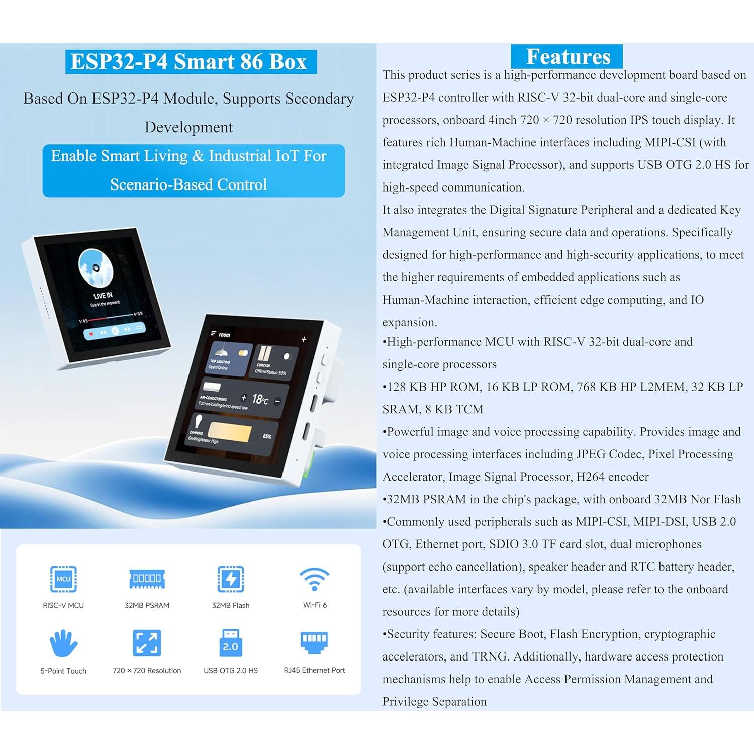 Caja Inteligente UeeKKoo ESP32-P4 con Pantalla Táctil 4"