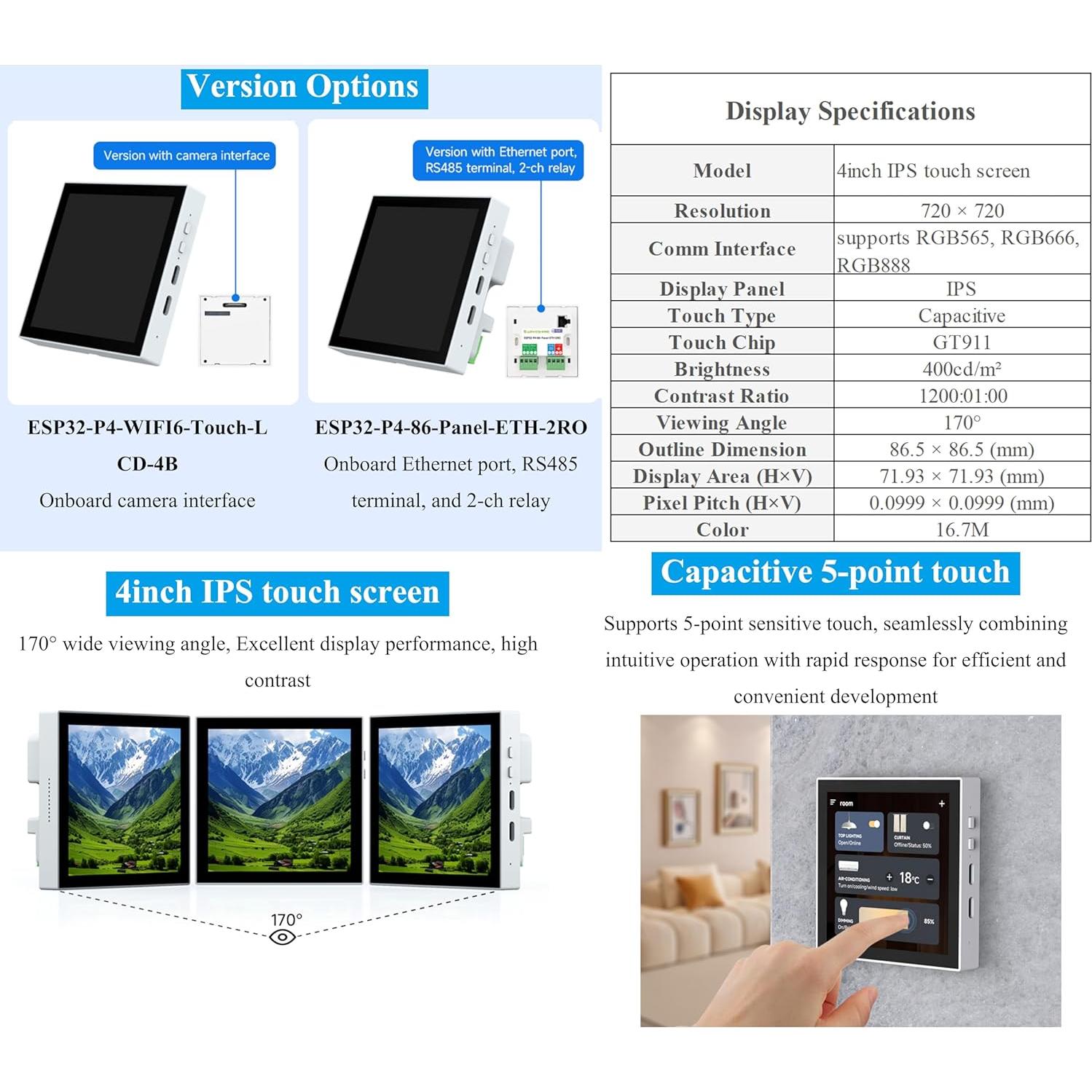 Caja Inteligente UeeKKoo ESP32-P4 con Pantalla Táctil 4"