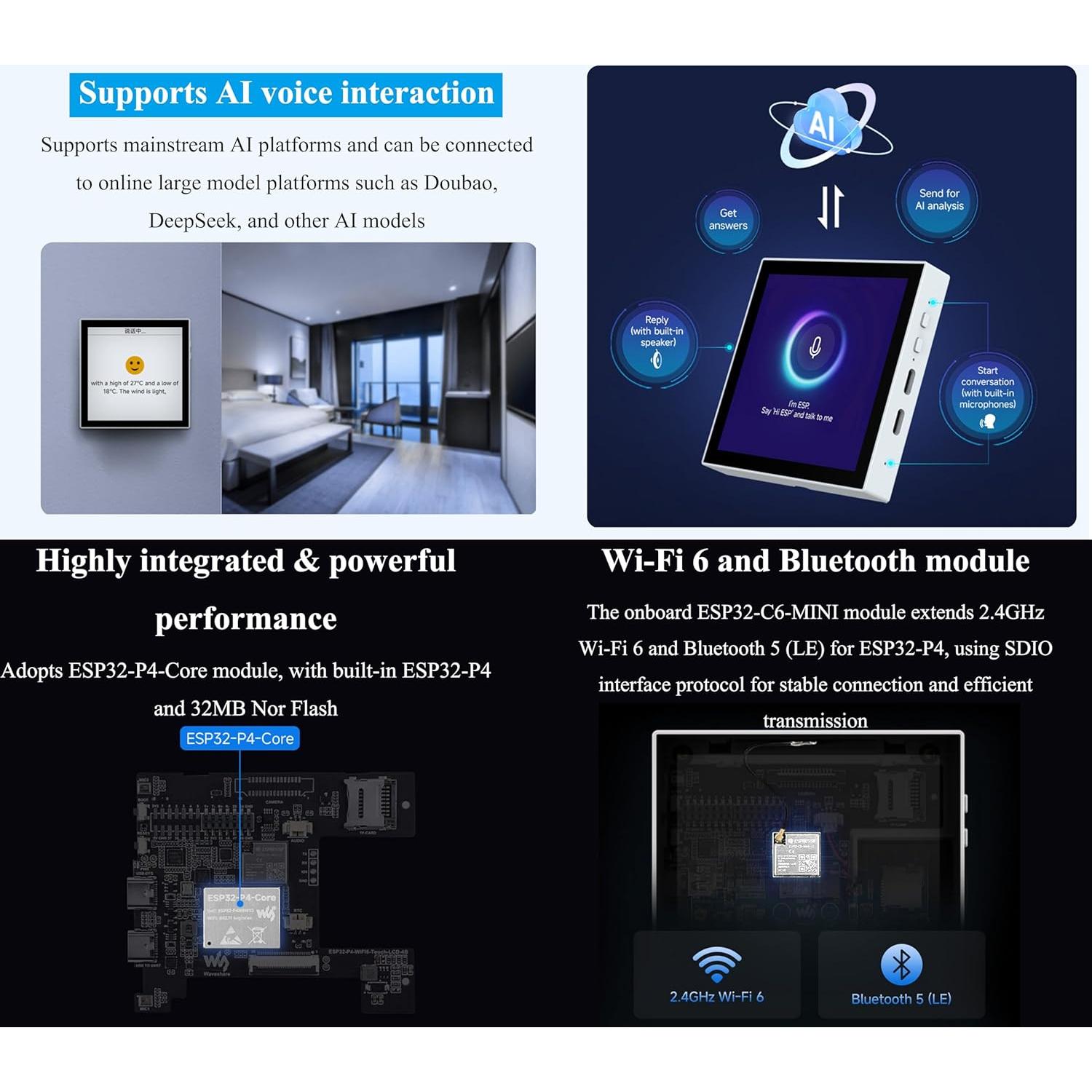 Caja Inteligente UeeKKoo ESP32-P4 con Pantalla Táctil 4"