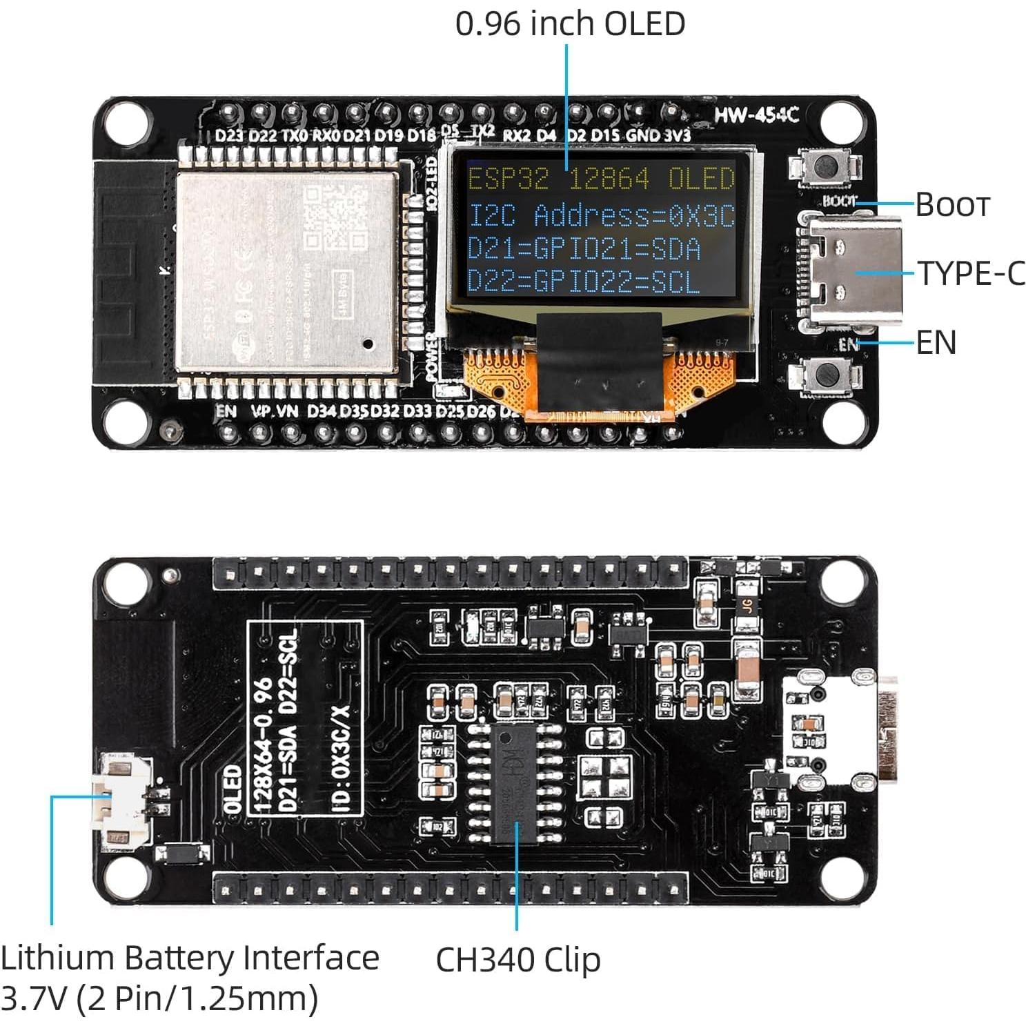 Placa de Desarrollo ESP32 Aideepen con Pantalla OLED 240MHz