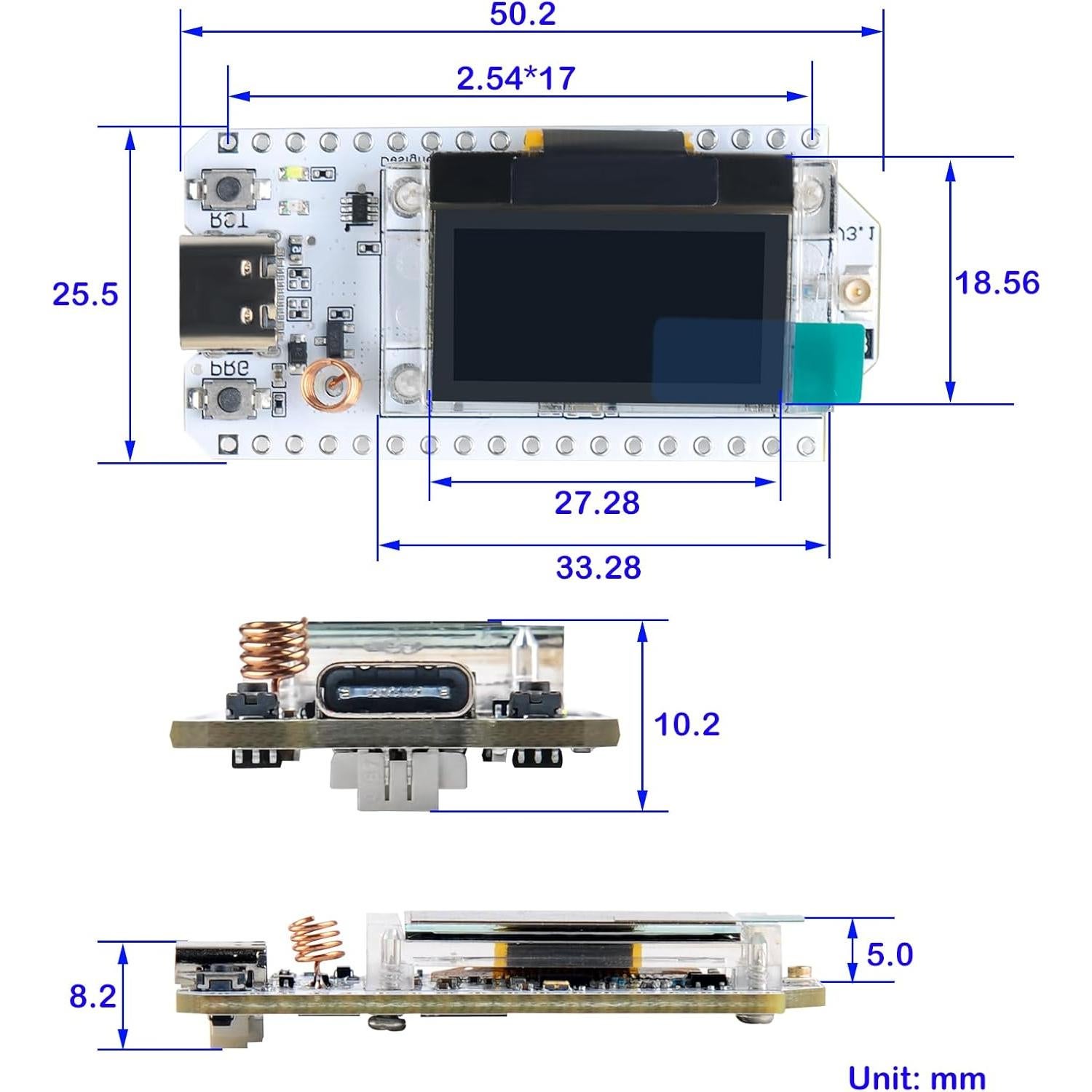 Placa de Desarrollo LoRa32 V3 DIYmall ESP32-S3 con OLED 0.96"