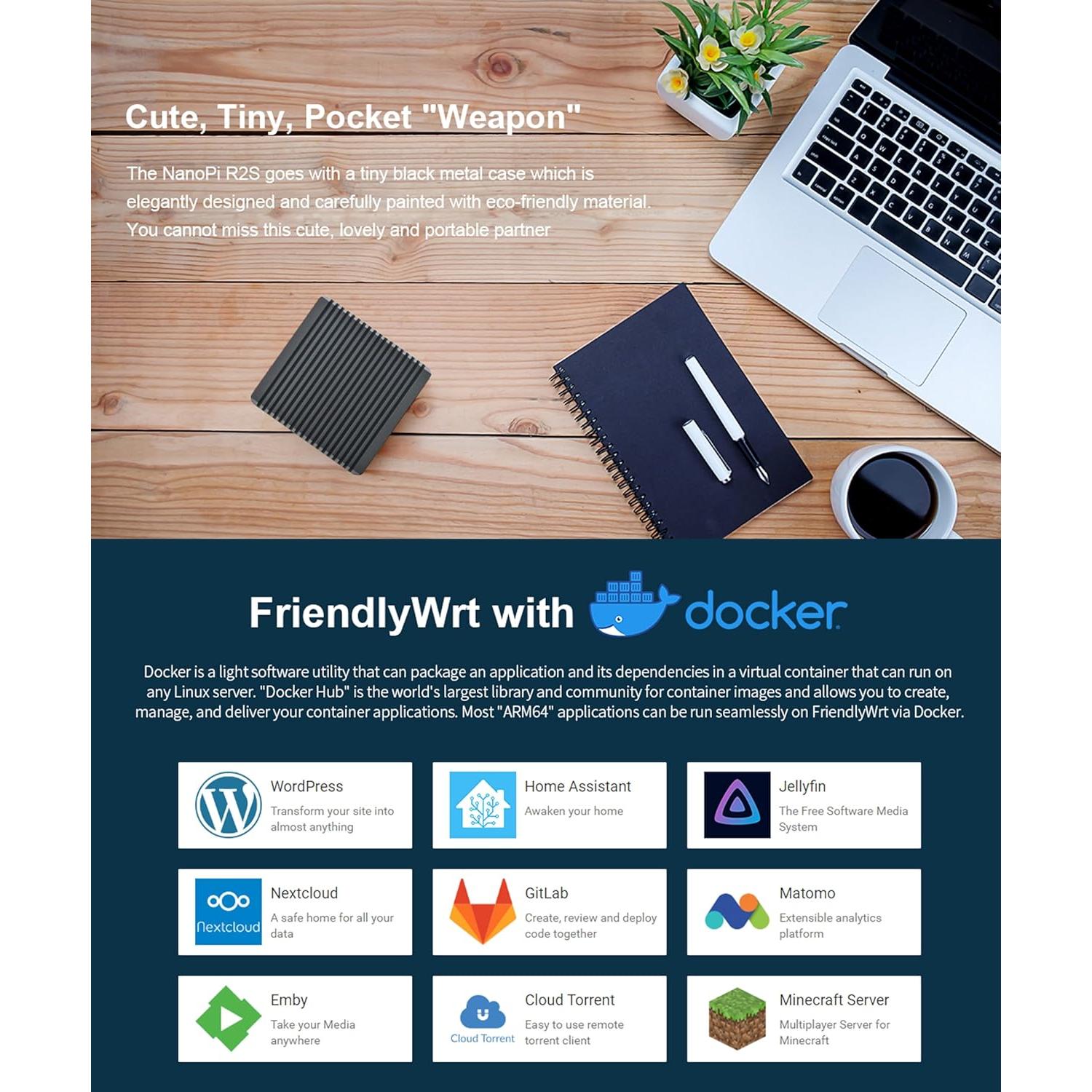 NanoPi R2S Enrutador Mini Abierto 1GB DDR4 Doble Ethernet Gbps