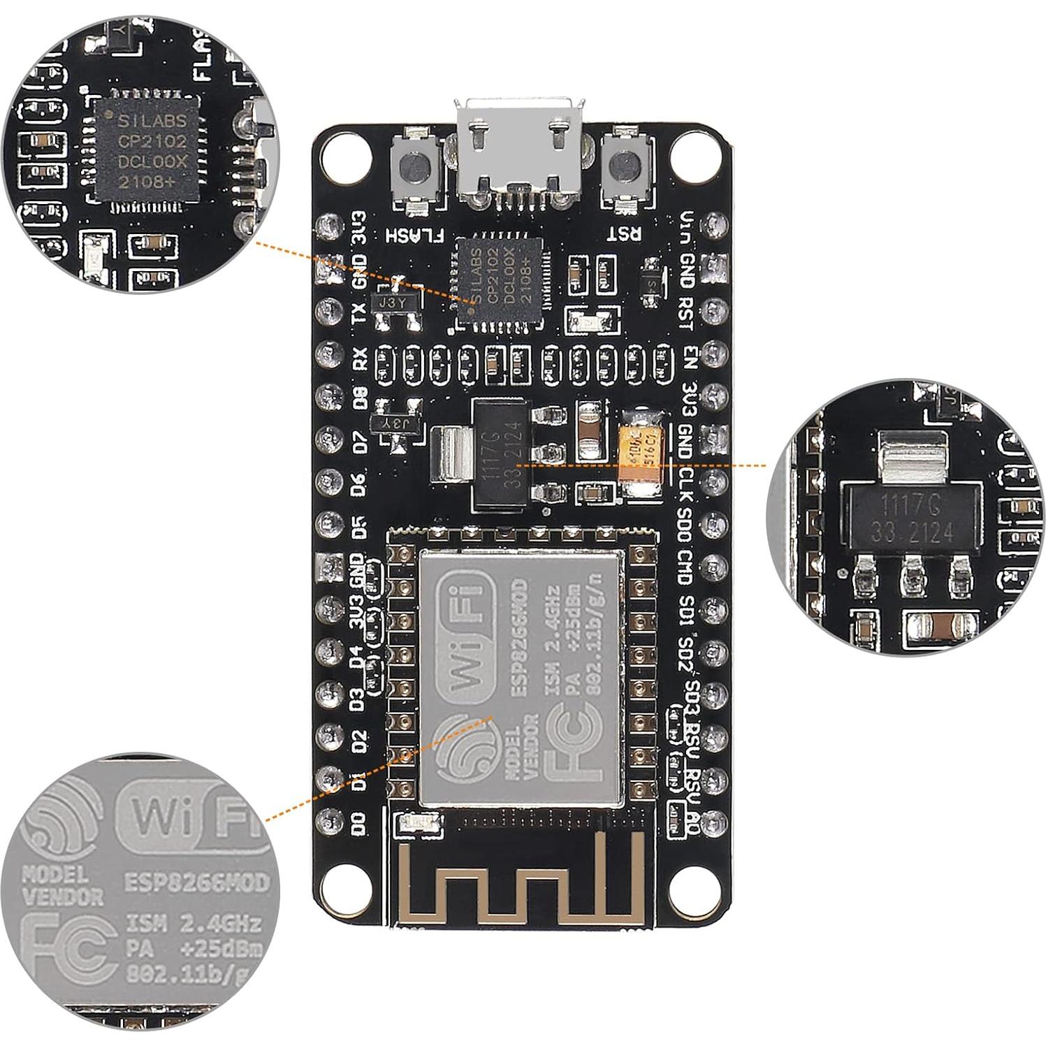 3 Placas de Desarrollo NodeMCU ESP8266 ESP-12F WiFi DORHEA