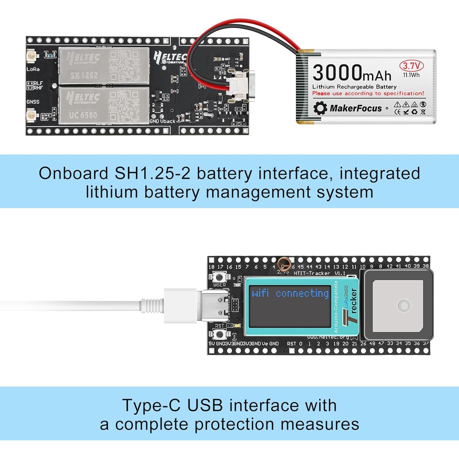 Rastreador Inalámbrico MakerFocus ESP32-S3 con GPS y LoRa