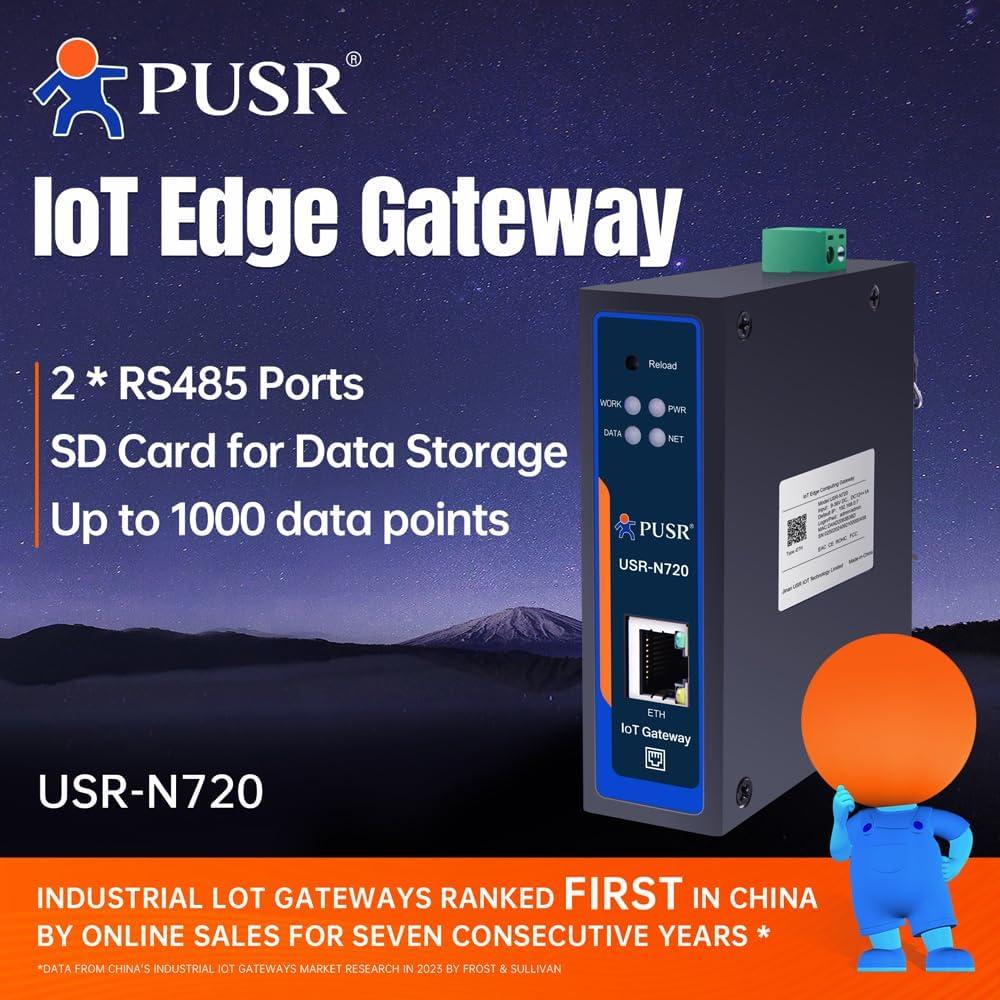Puerta de enlace IoT PUSR USR-N720-ETH Modbus a MQTT/Json