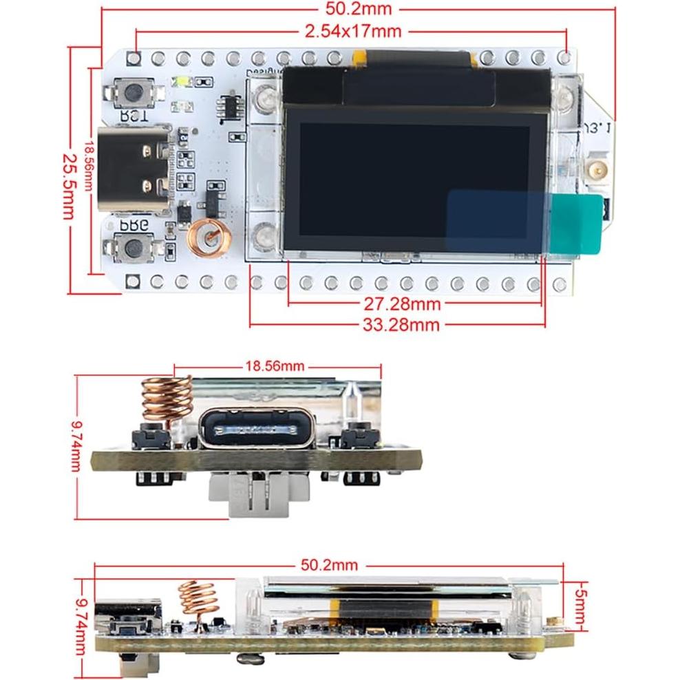 Placa OLED LoRa 32 V3 915MHz ESP32 + 2 Antenas + Cajas
