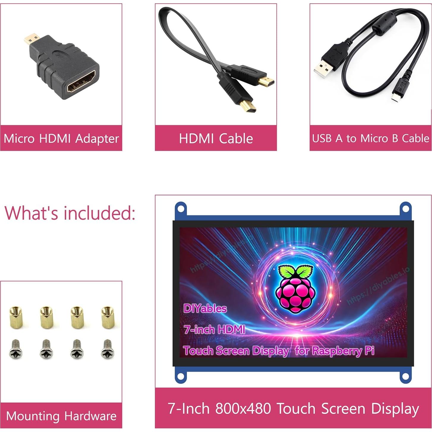 Pantalla Táctil 7" DIYables para Raspberry Pi - Monitor HDMI