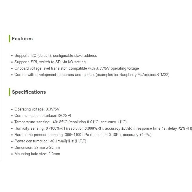 Sensor Ambiental BME280 Wonrabai - Temperatura, Humedad y Presión