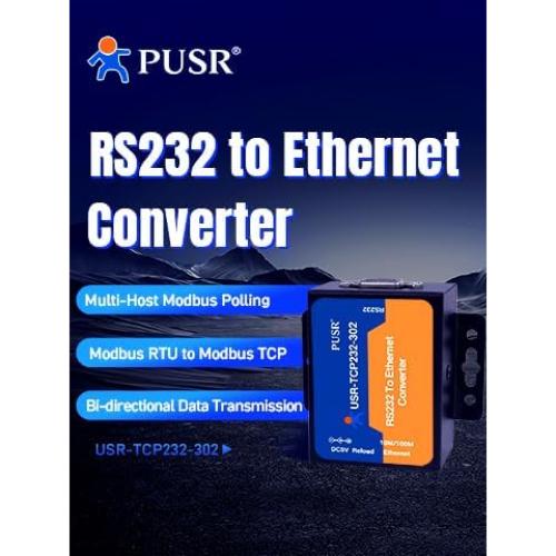 Convertidor RS232 a Ethernet USR-TCP232-302 con Modbus y DNS